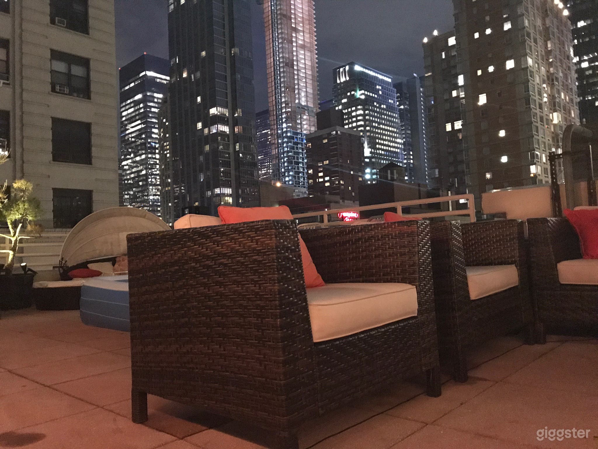 Nyc skyline terrace at night!