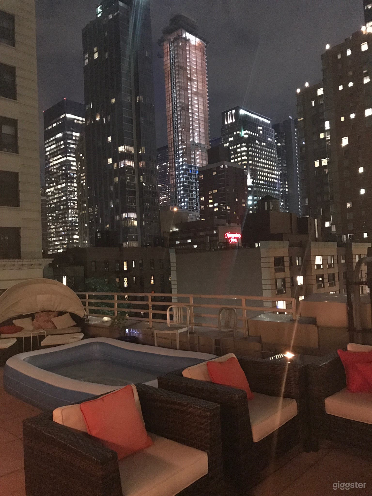 Nyc skyline terrace at night!