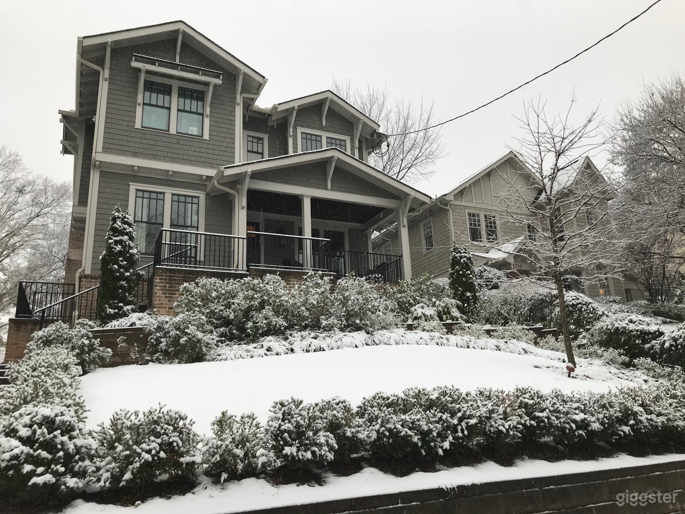 Facade during a rare snowstorm