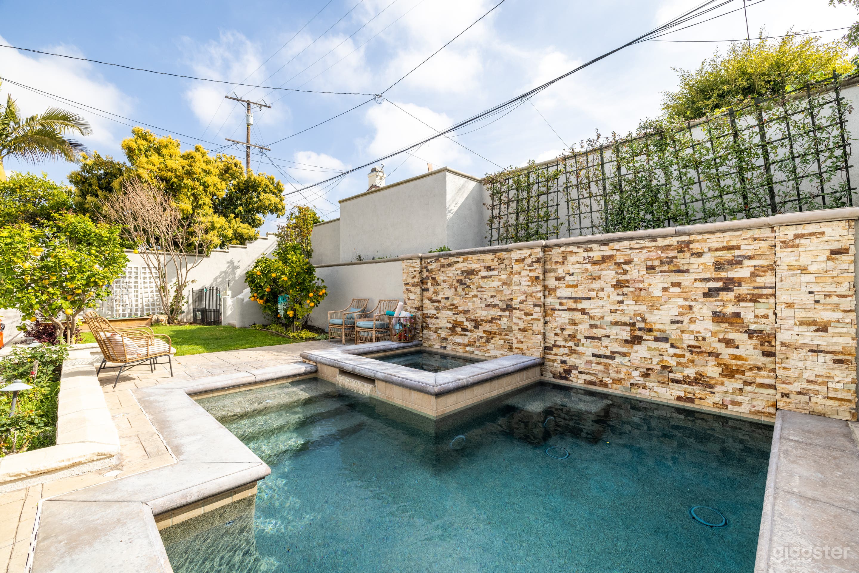 Pool/Spa with waterfall feature