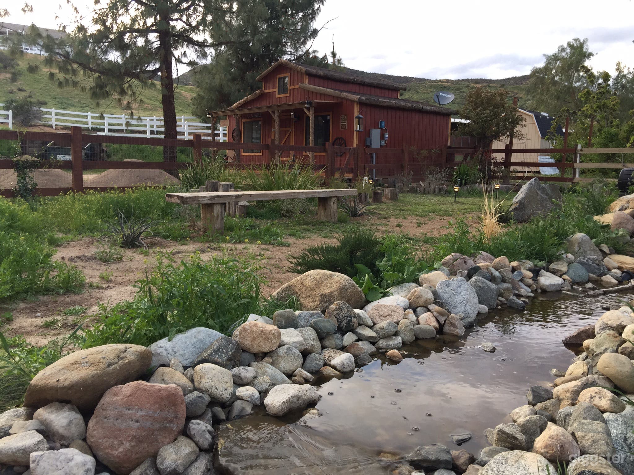 Lazy river with saloon in background
