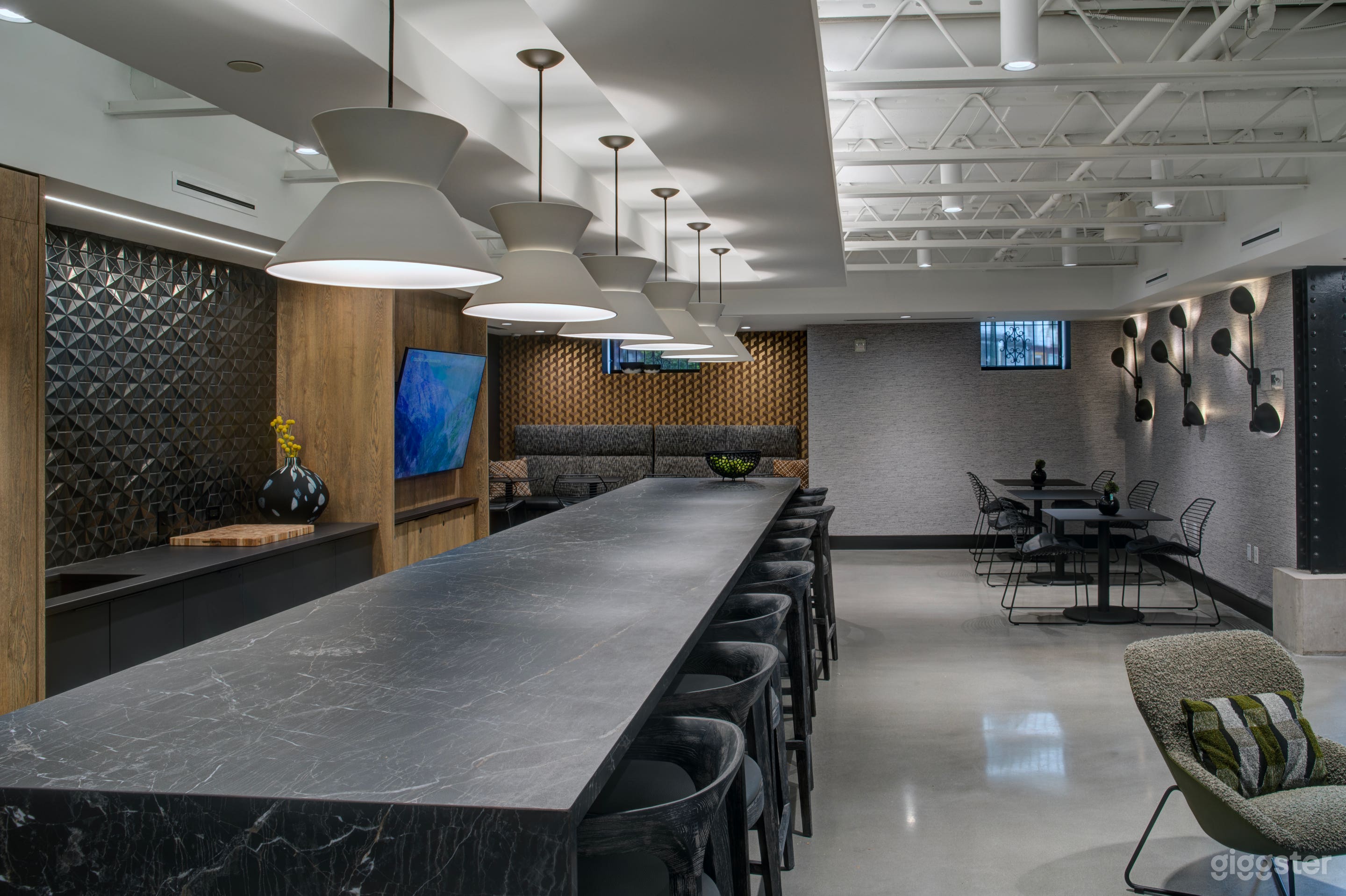 22' long counter-height island