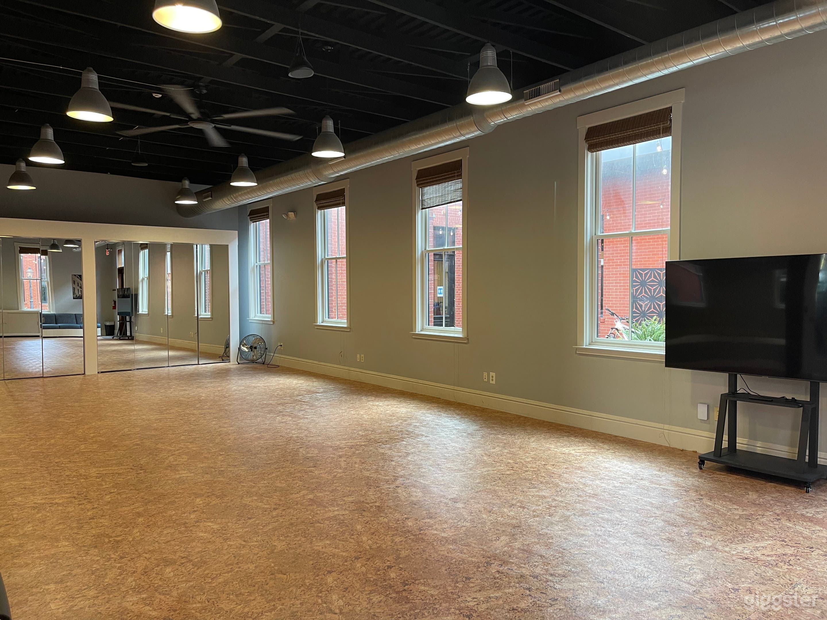 There is a wifi enabled TV on a mobile cart and high speed wifi in the space. 