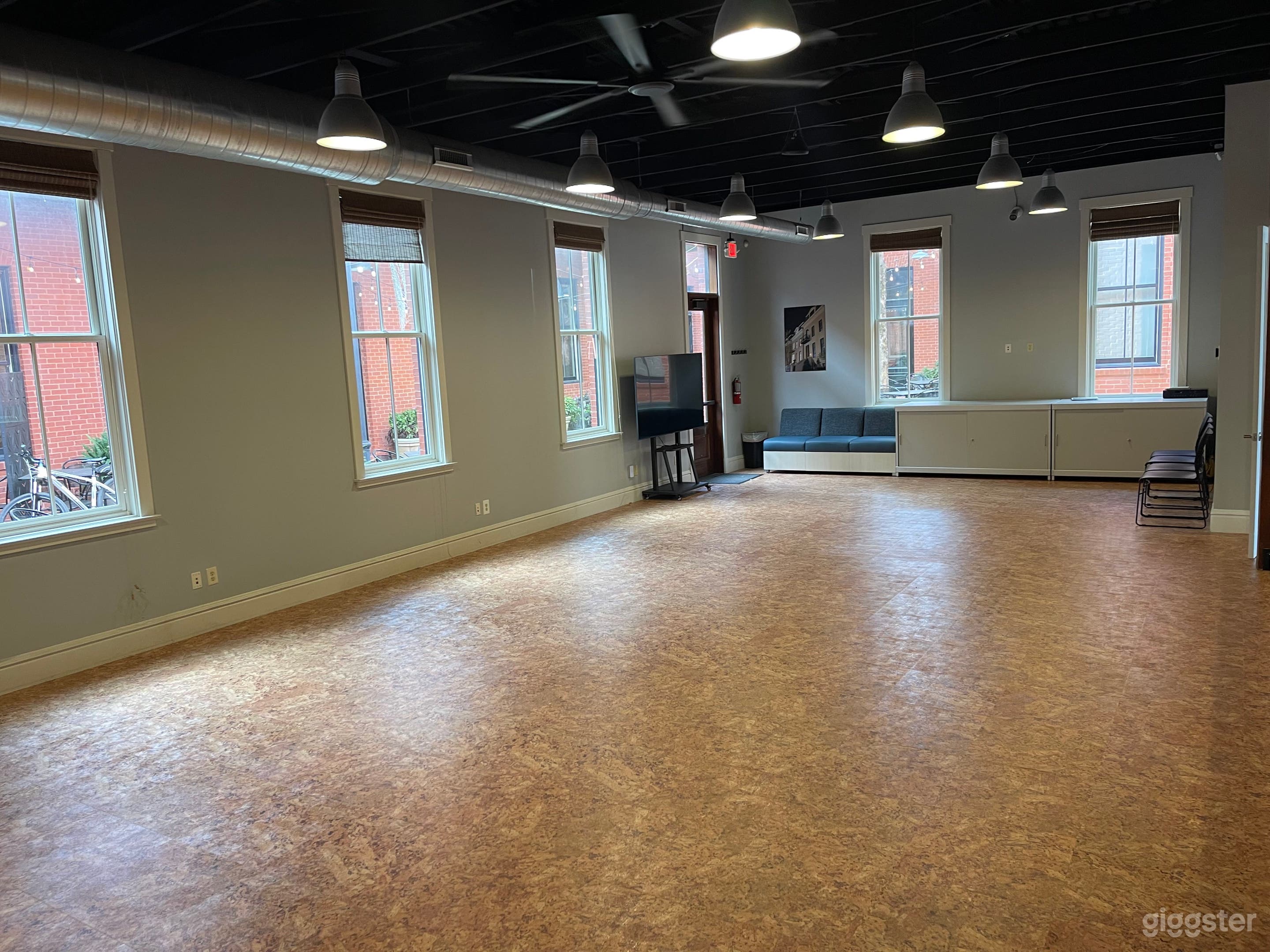 Our Fusion room is a versatile space for events, fitness classes, training sessions, and celebrations. The room has windows to our private courtyard and mirror walls along 2 sides.  