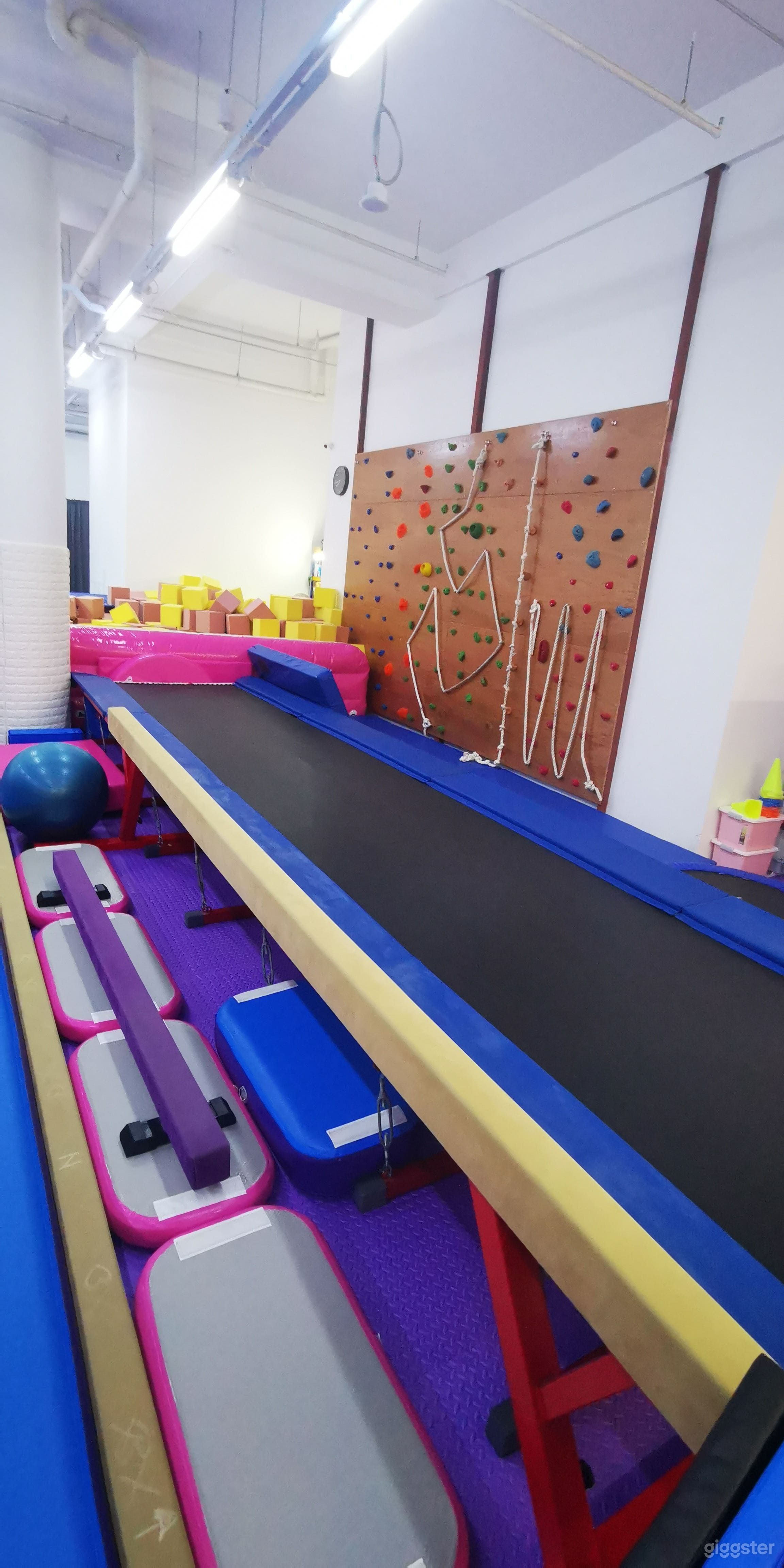 Balance Beam, Tumble Track and Rock Climbing Wall