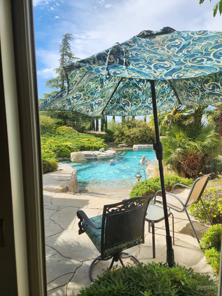  View of pool from family room. 