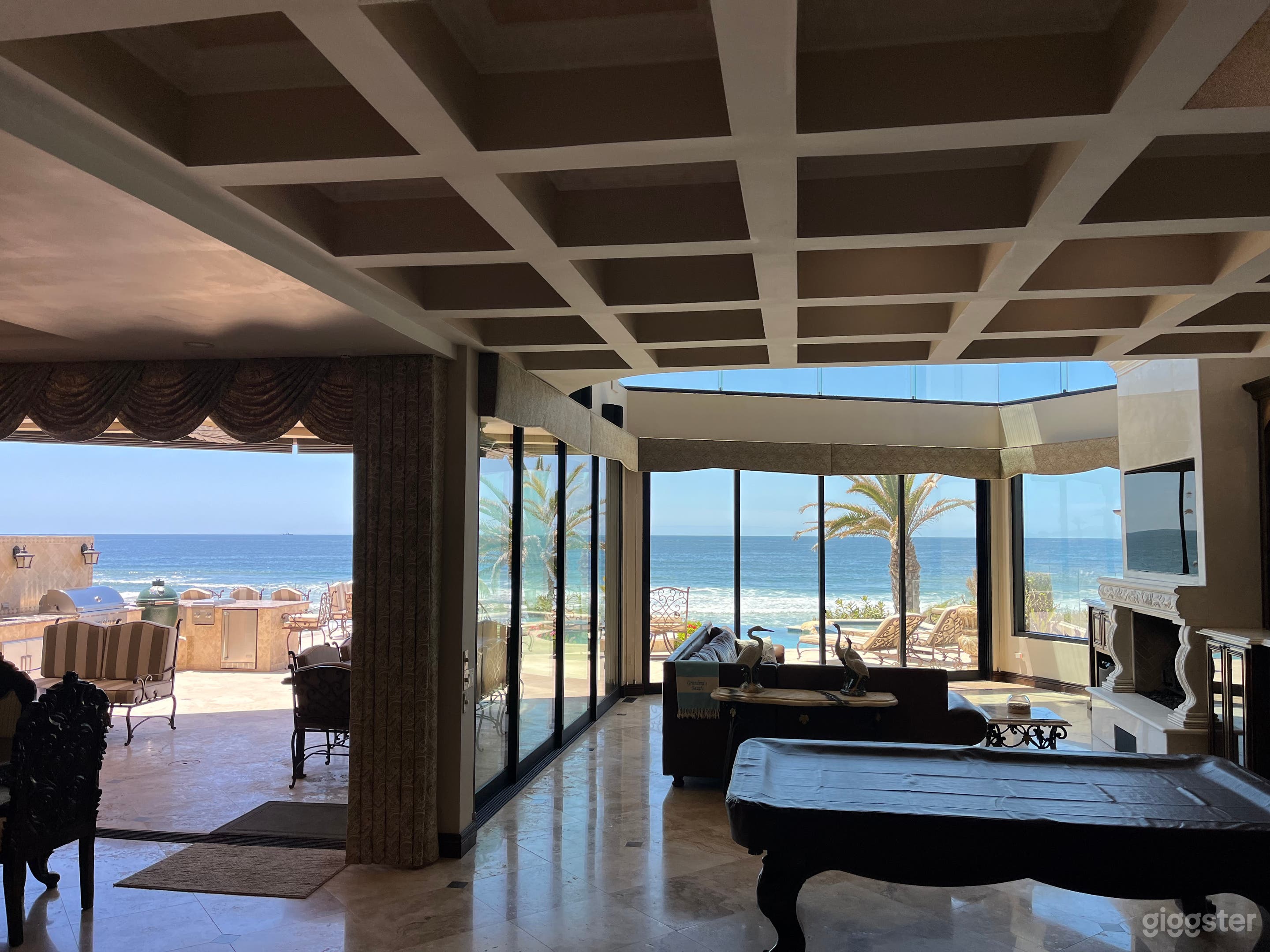 downstairs living room and pool table