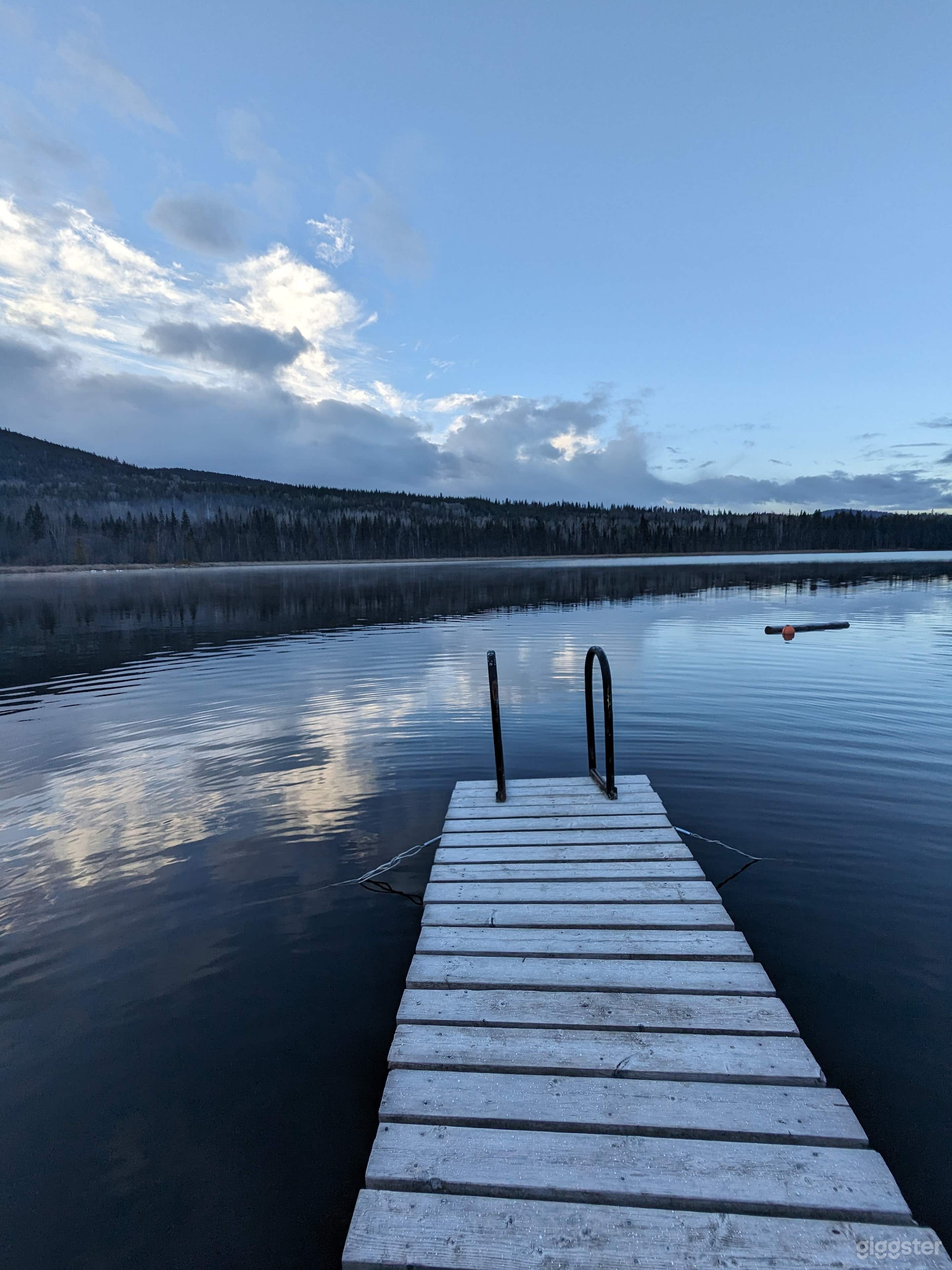 The end of our dock looking south across Roserim Lake, a semi private lake.