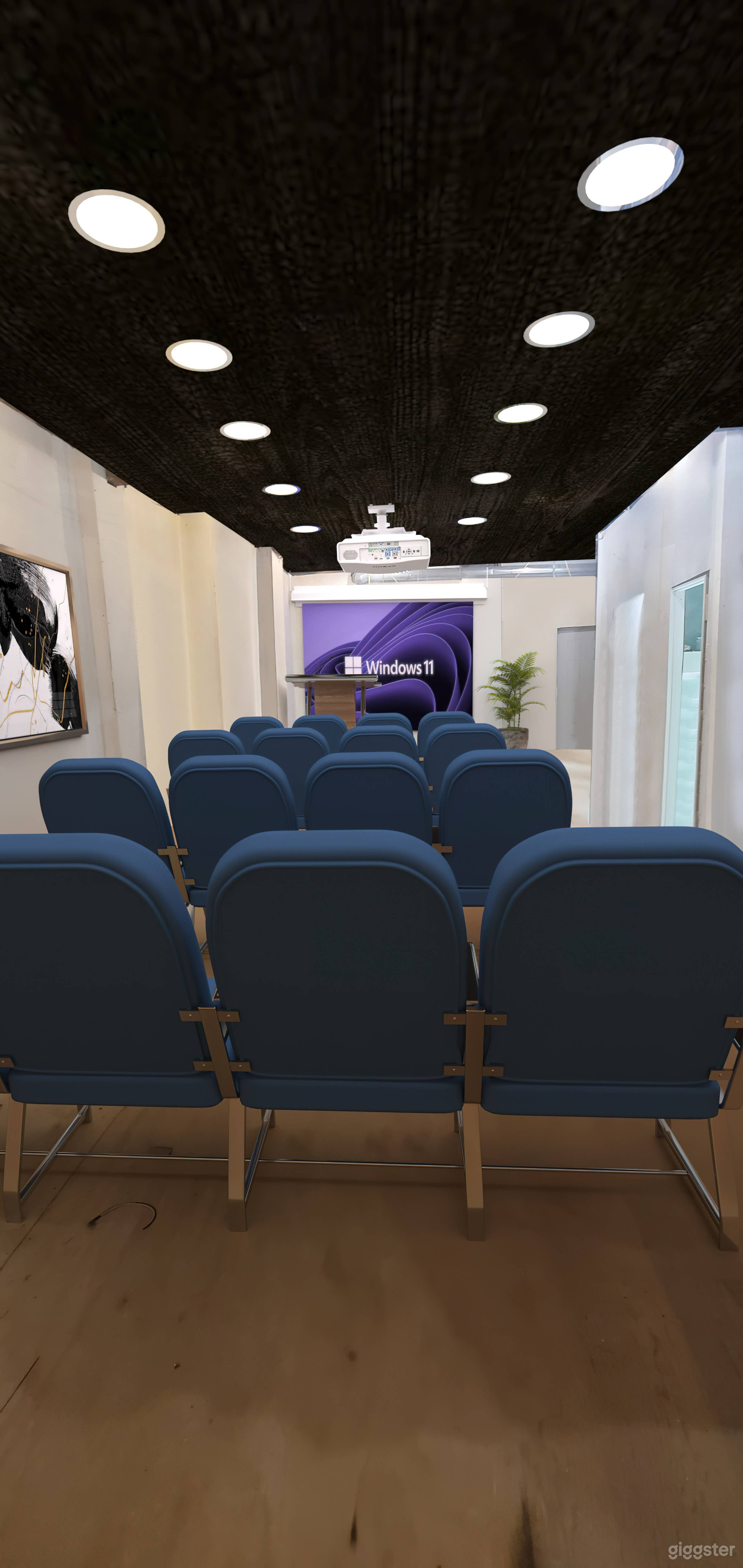 Mark up on how your next meeting can be staged in our space. Your meeting can include projector if needed, blue tooth speakers and microphone.