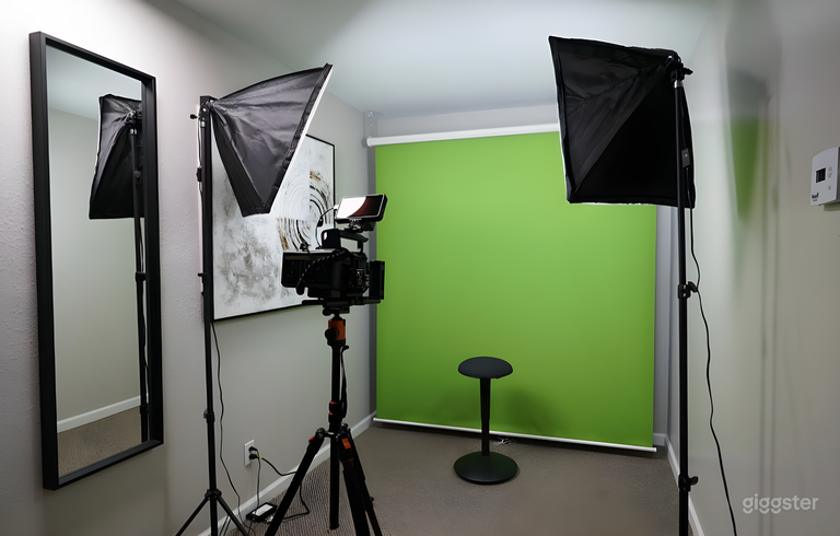  Estudio versátil de fotografía y podcast con pantalla verde 