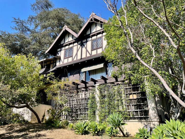  Side/front of house view: La Paloma also now called Marsak Manor. Historic property built in 1907, Tudor-Craftsman Style. Historic-Cultural Monument No. 554, Architect Edward Symonds (declared 1992).  