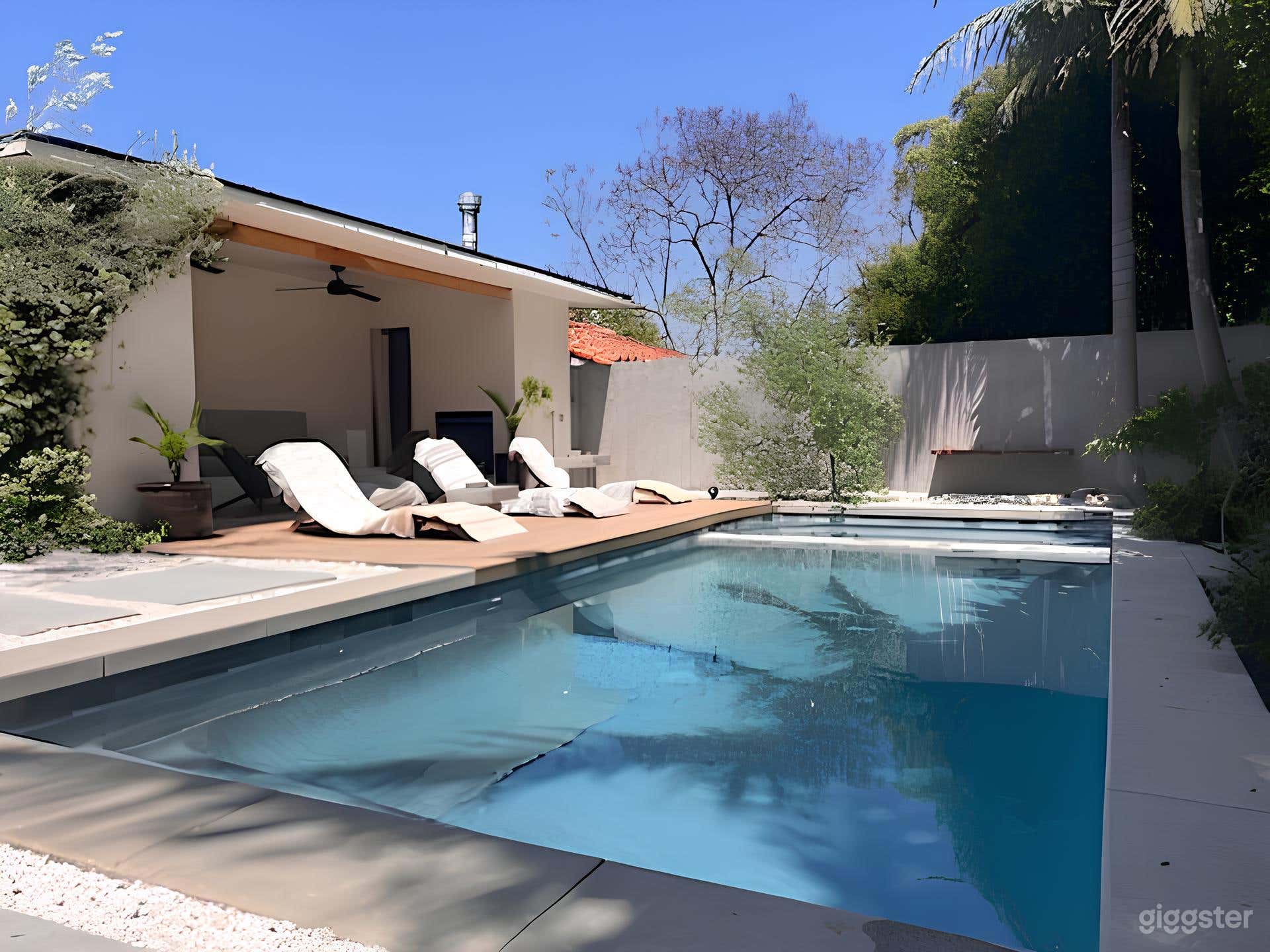 Serene Backyard with Pool, Kitchen and Bathroom Photo 1