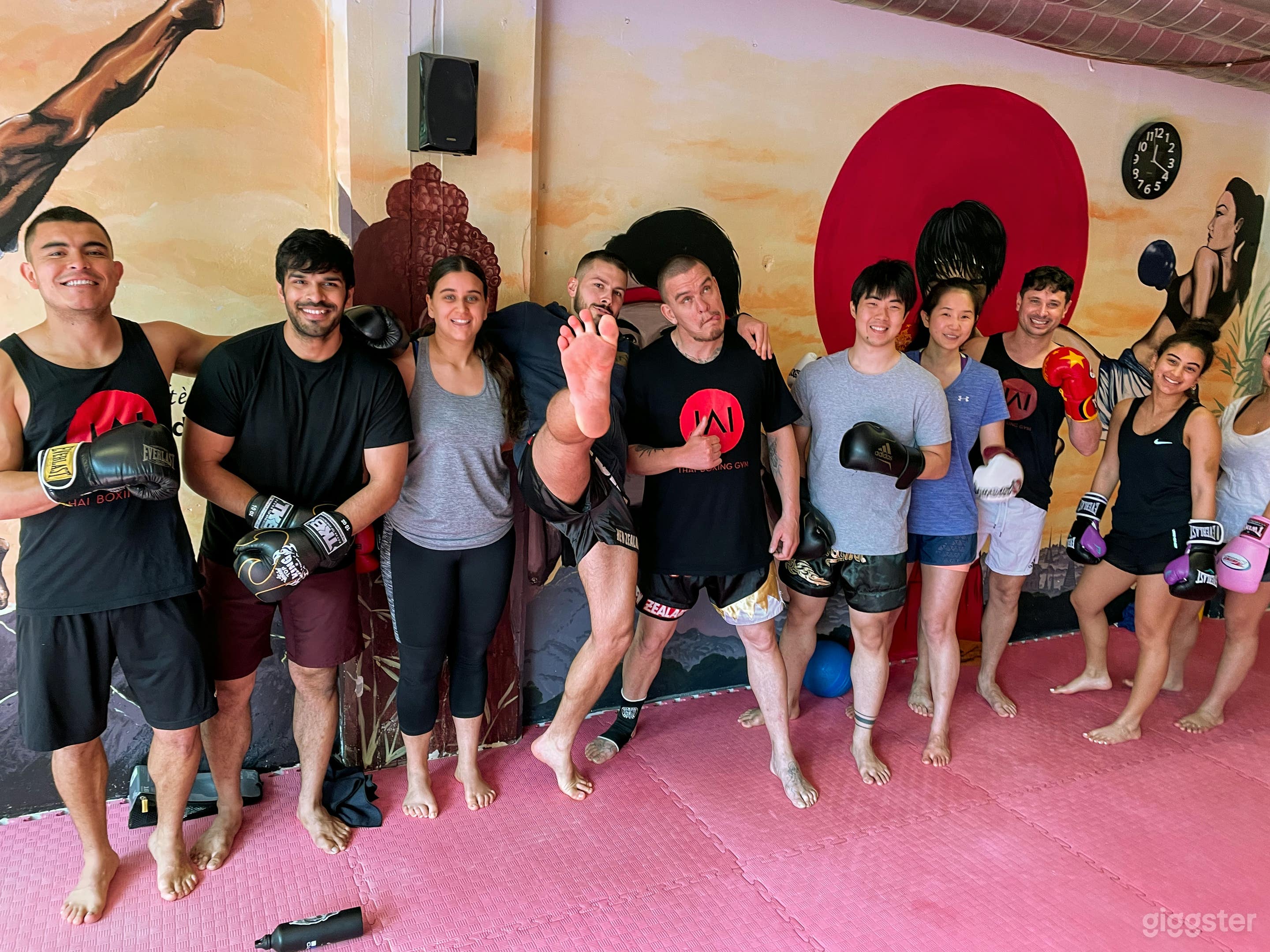 Basement Mural and matted floor