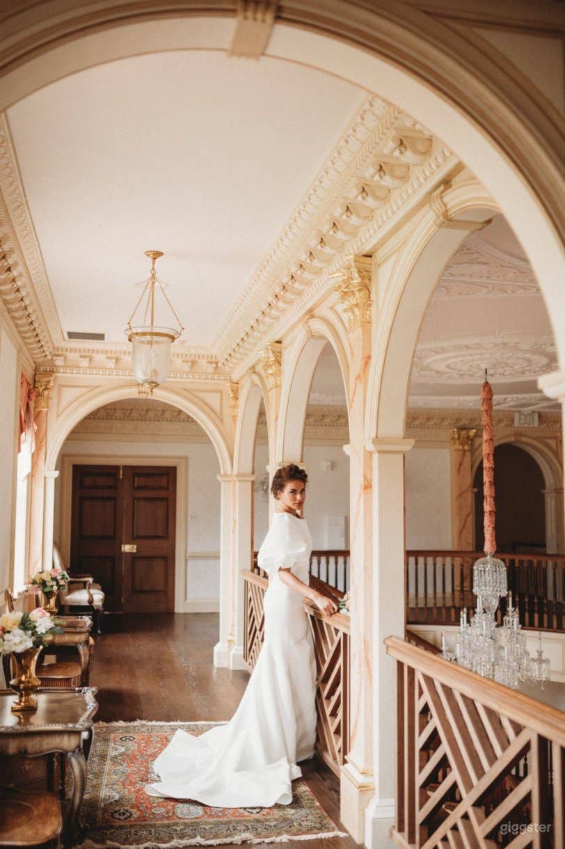 Upstairs gallery of the marble foyer