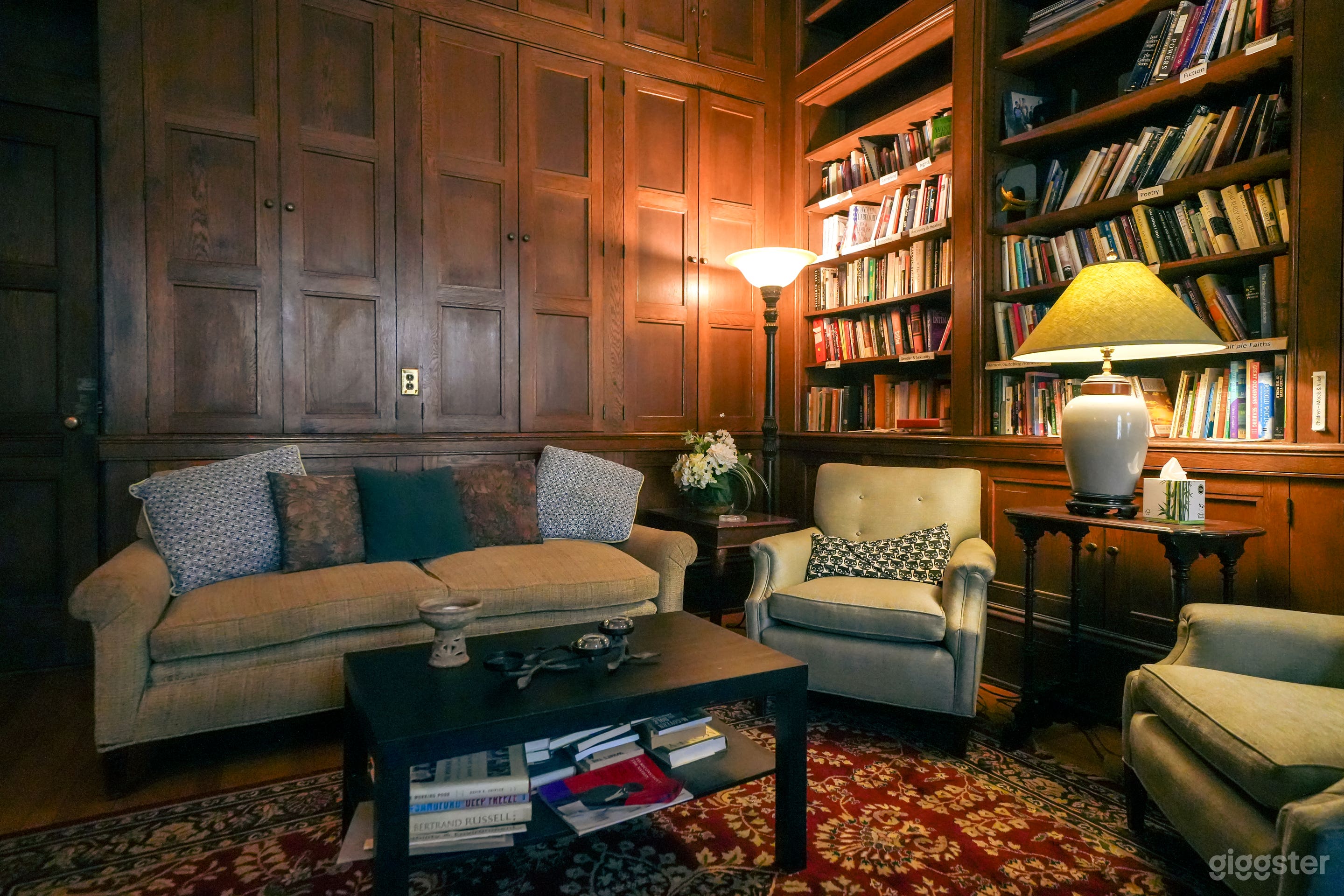 Vintage Scholarly Library with Wooden Bookshelves Photo 4