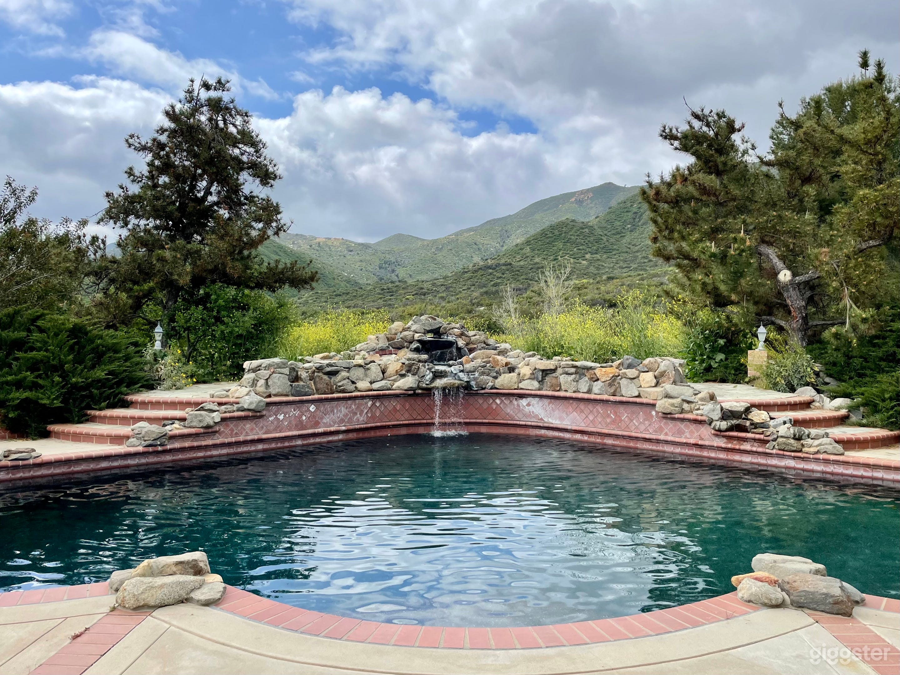 Custom built pool and waterfall designed by owner.