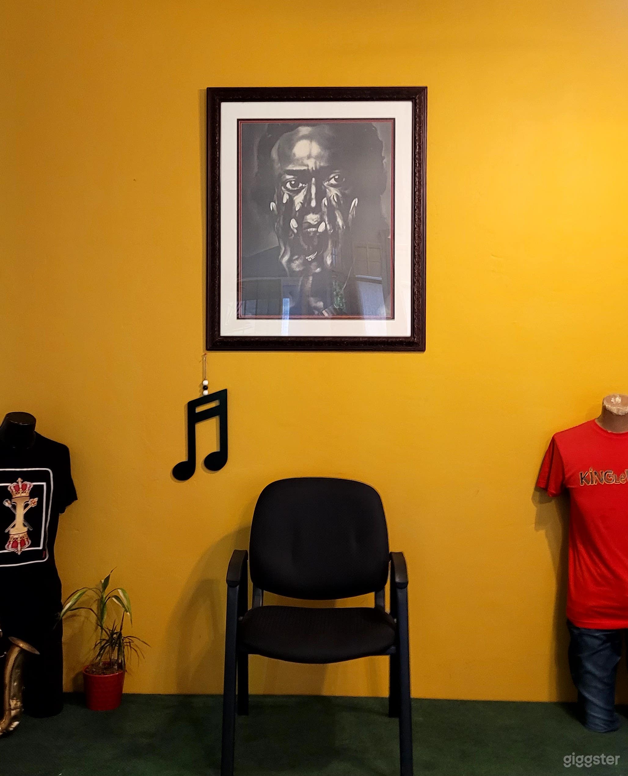 We have a small stage where you can either jam or share poetry your own podcast or some other talents.