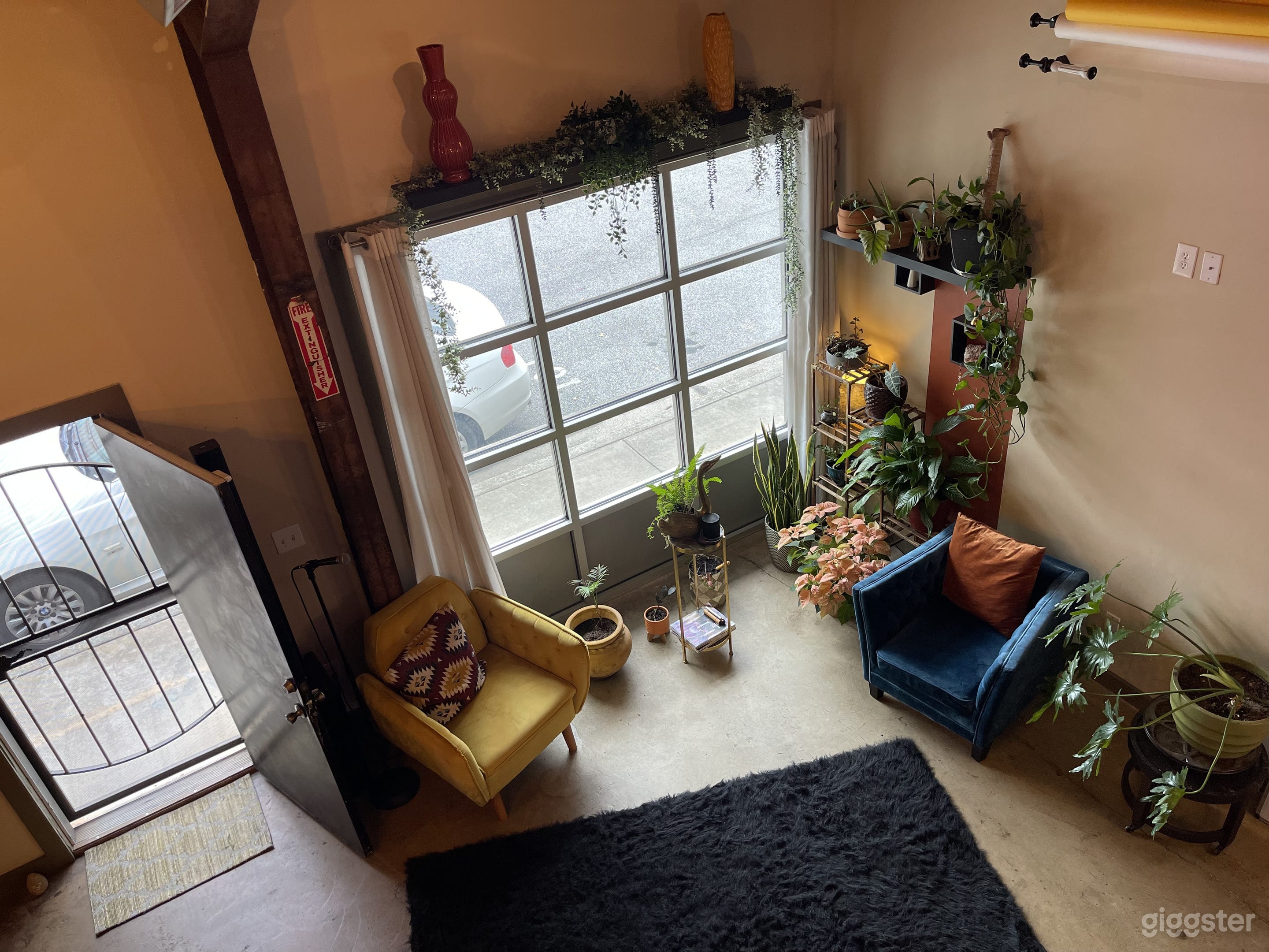 Upstairs loft view of living room 