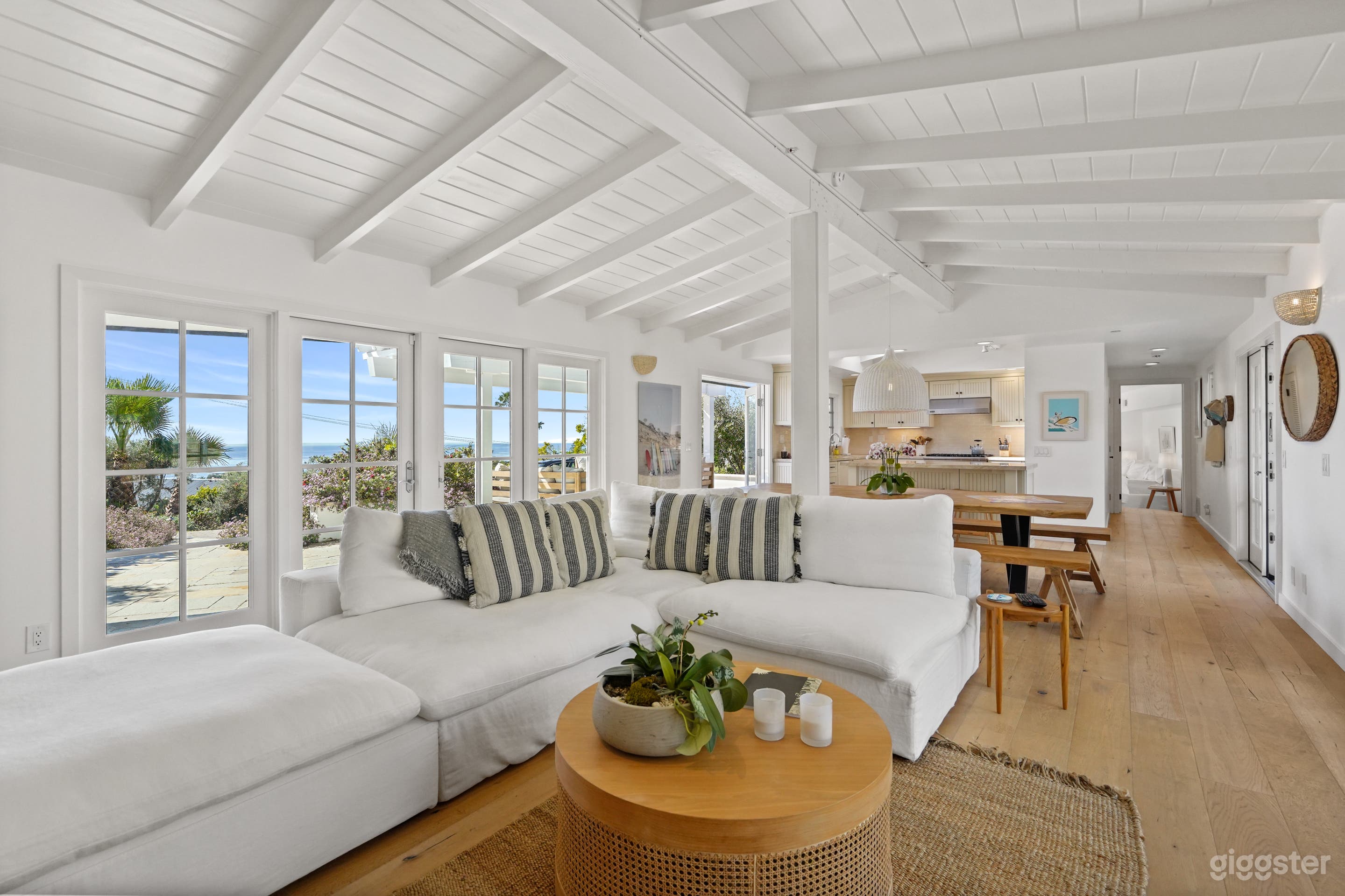 Open floor plan French doors on both sides, ocean &amp; garden views