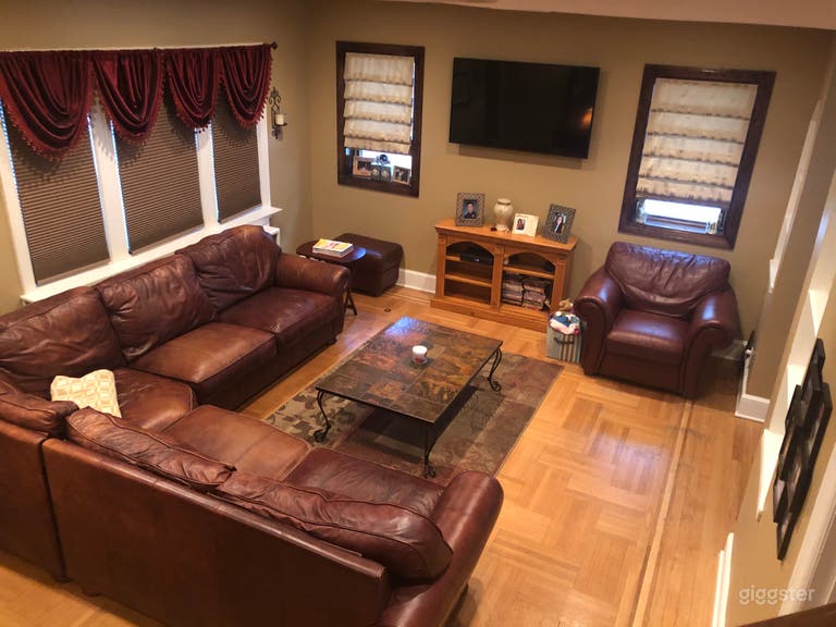  Large living room with recessed lighting  