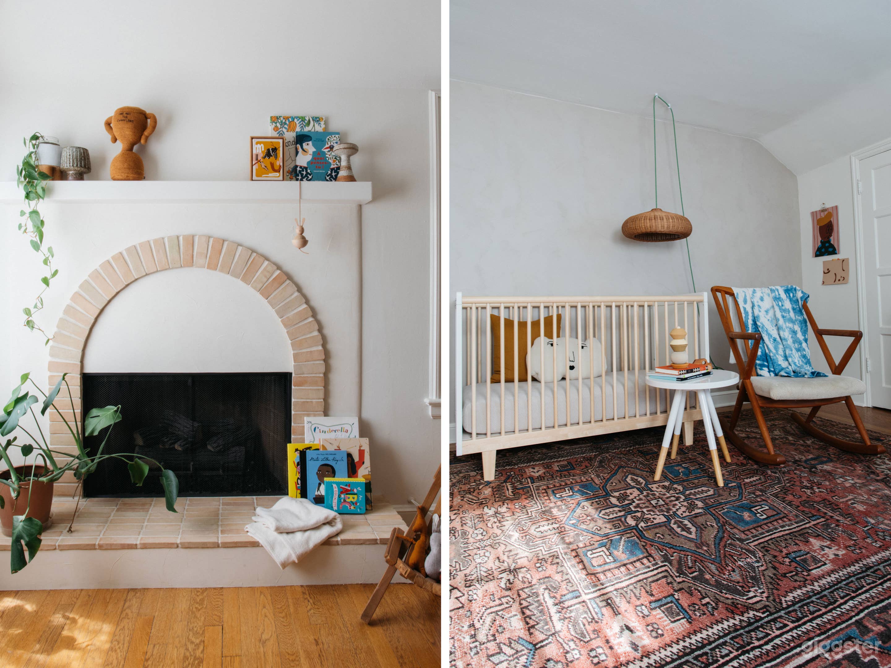 Nursery with gas fireplace