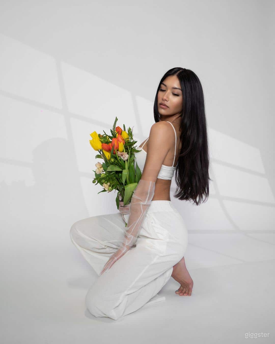 Photoshoot at the studio, using the spotlight window shape