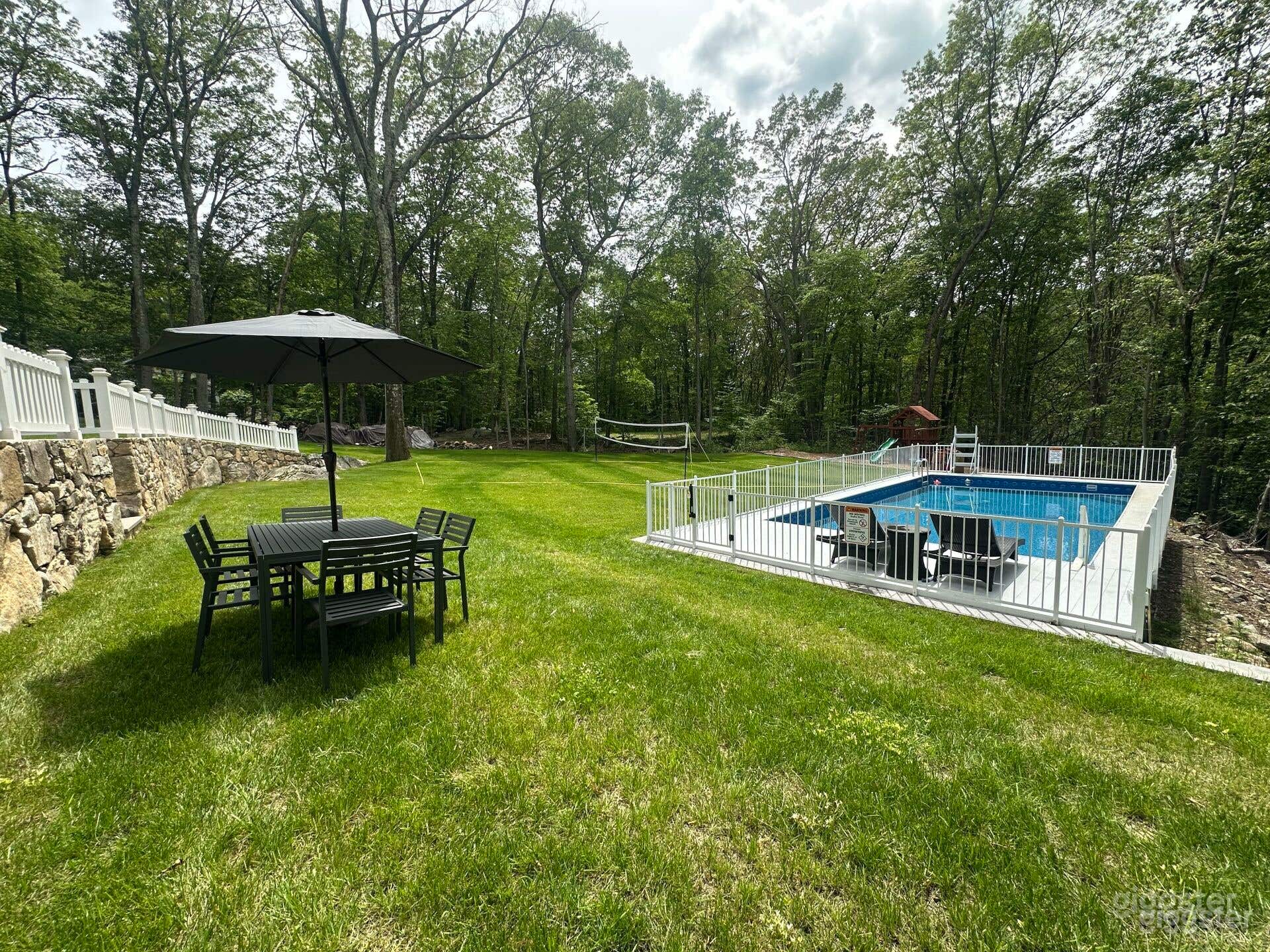 Private Poolside Escape with Volleyball &amp; Forest Views Photo 2