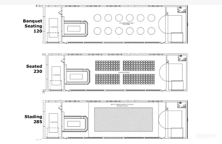  30'x120' street level, 17 ft high arched ceiling 