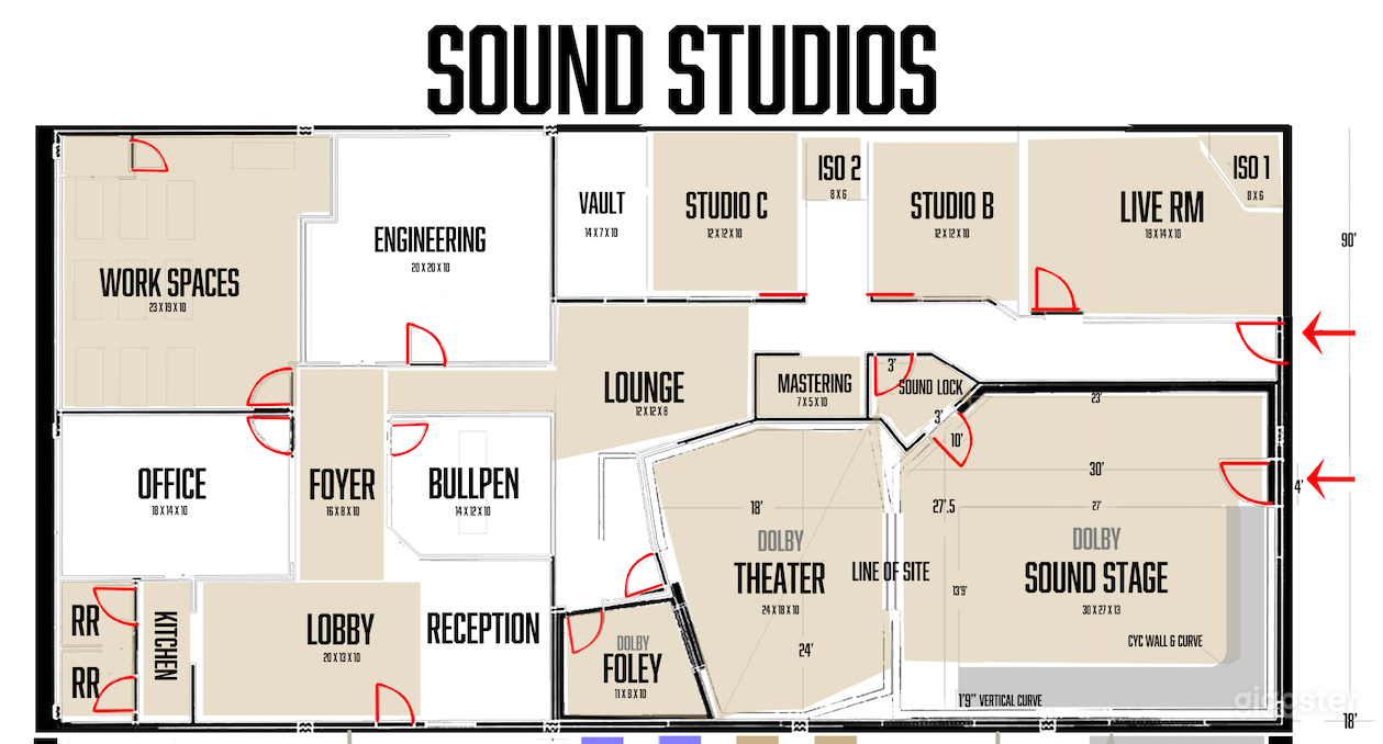 Studio Map (Studios) 
~ 5,000 sf