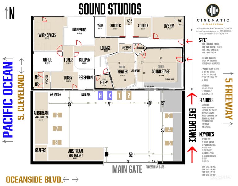 Mapa del estudio (Lote y Estudios)
~ 10,000 sf 