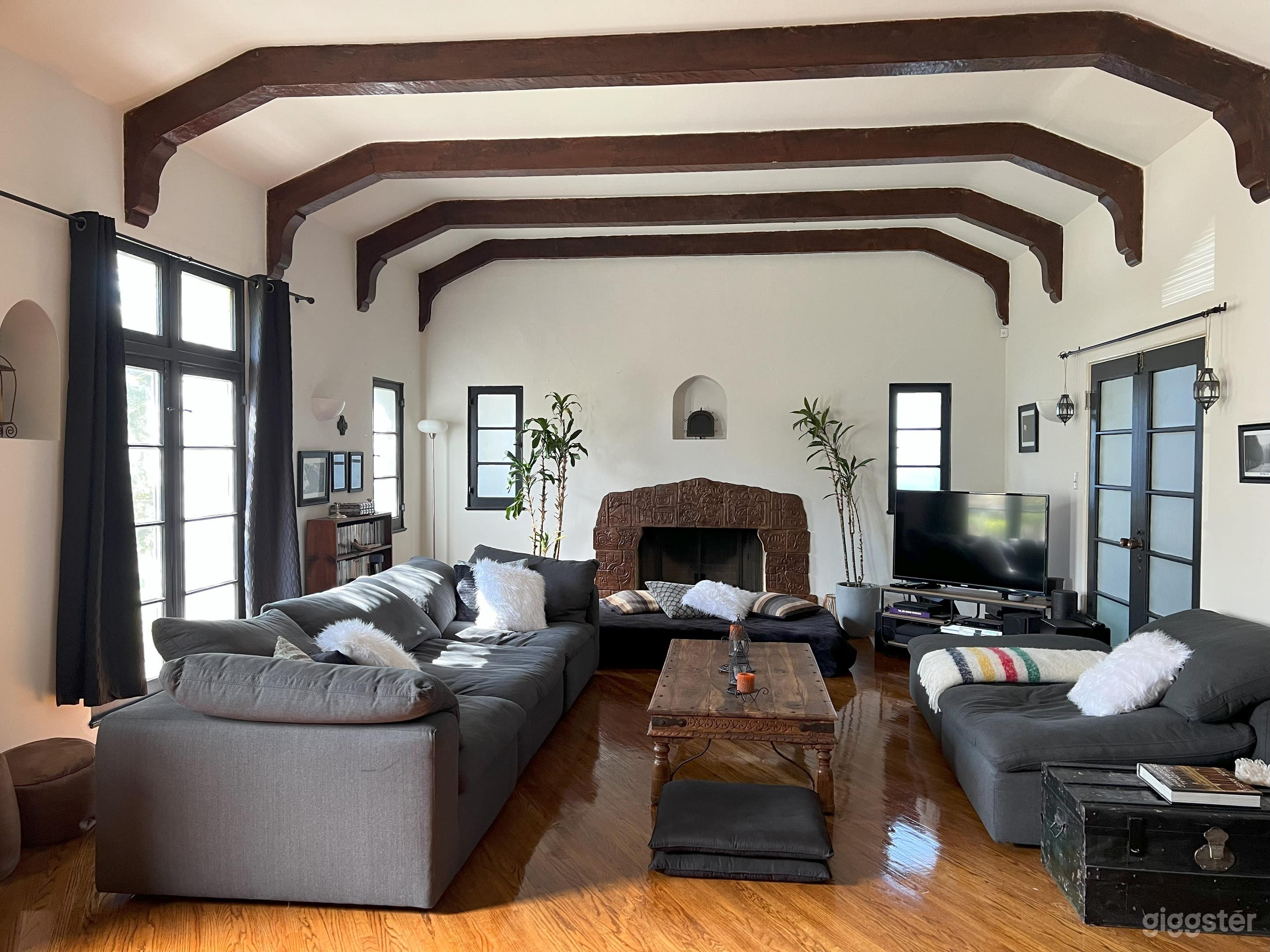 Living Room with wood burning fireplace
