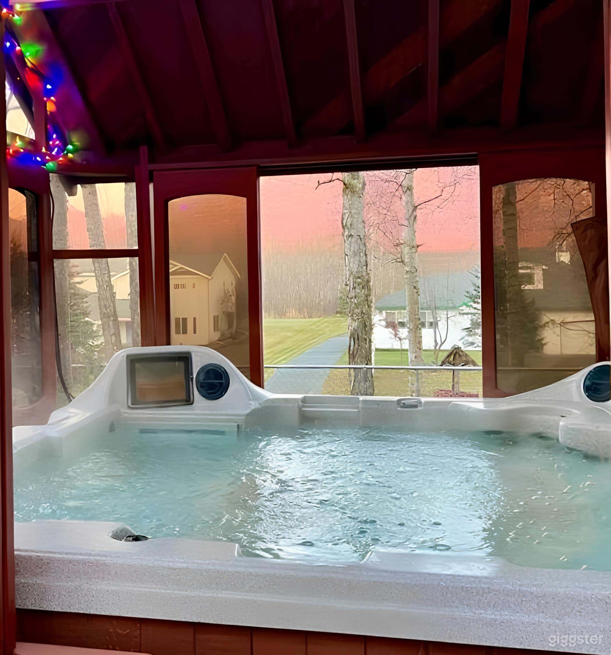 Indoor Jacuzzi with Mountain View Photo 3