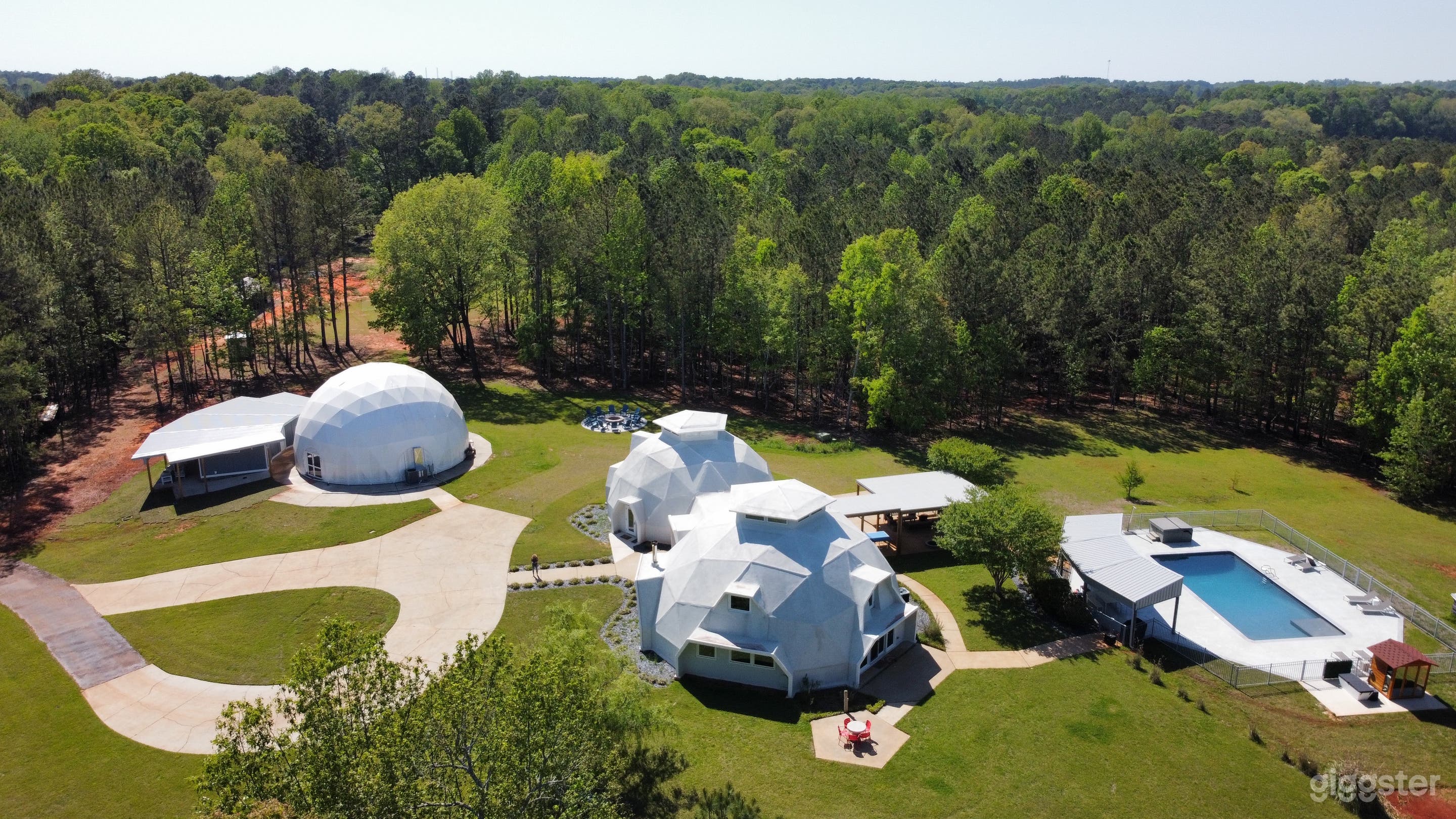 Birds eye view of domes &amp; amenities! A drone paradise!