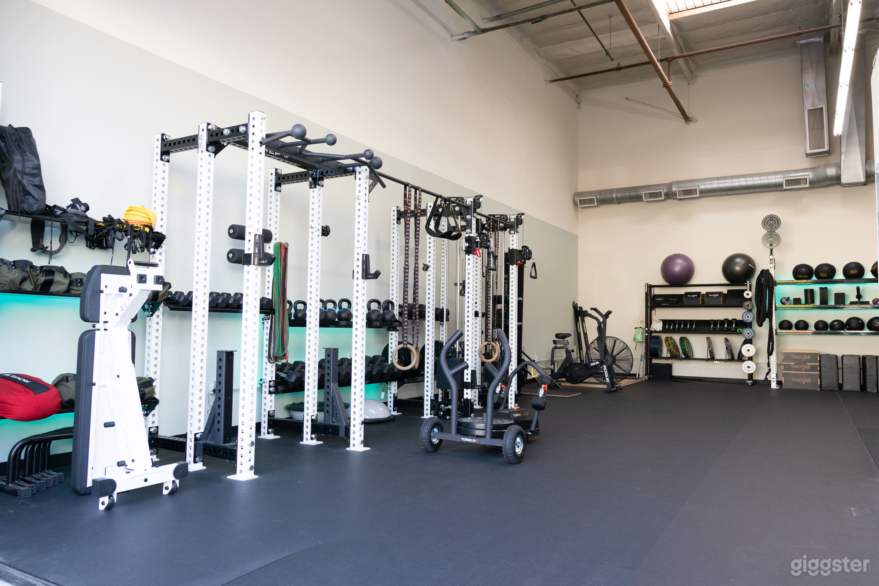Our south side of the facility. Looking inside from the gate. Plenty of natural light with two skylights and with the gate opened.