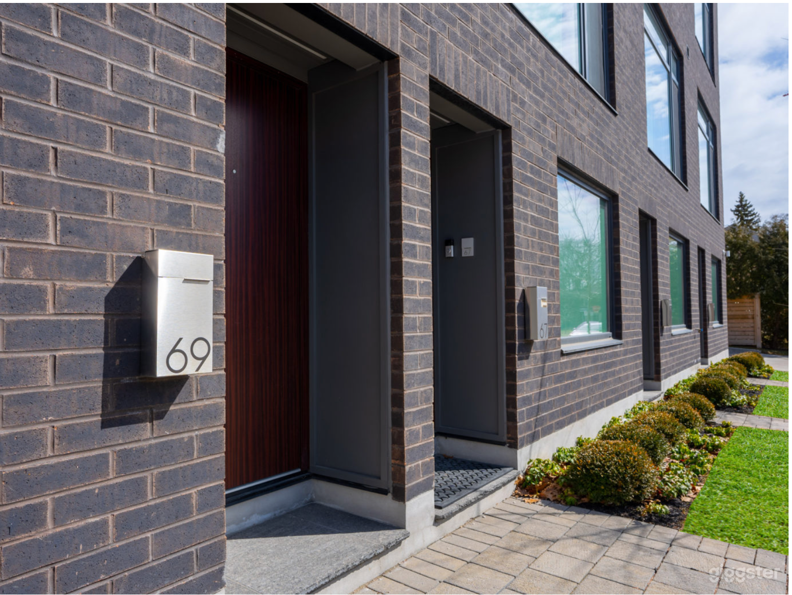 Outside the Winthorpe Modern town home complex 