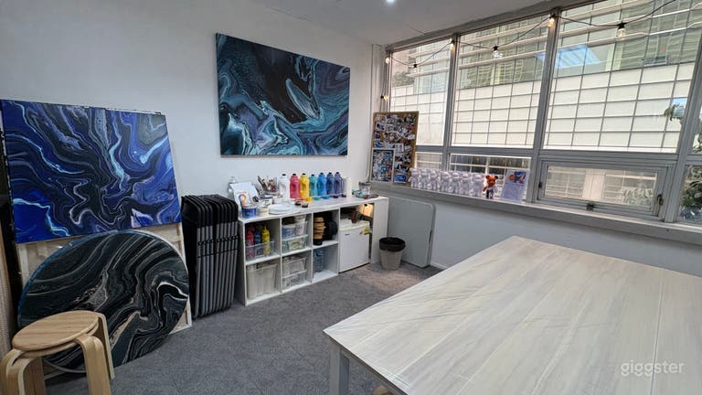  Vibrant Eclectic Art Studio with Large Windows 