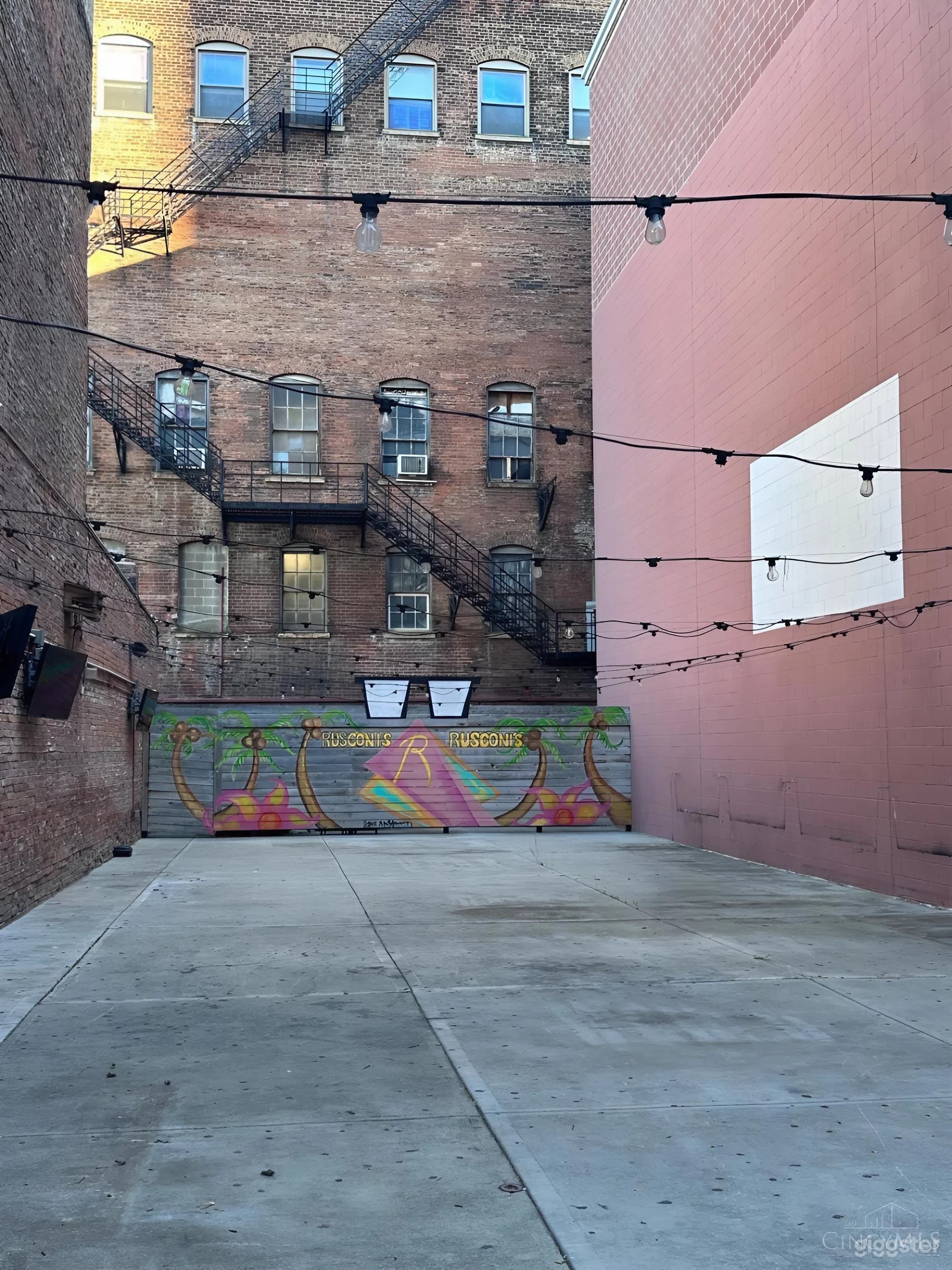 Urban Brick Patio — Mural, String Lights Downtown Cincinnati Photo 4