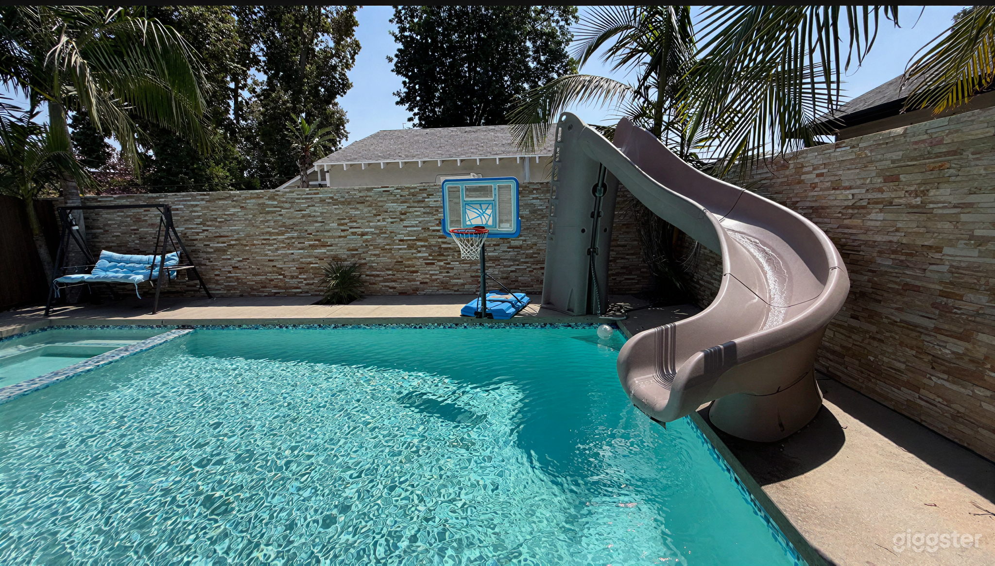 Backyard Pool, Spa, Slide & Outdoor Lounge Photo 3