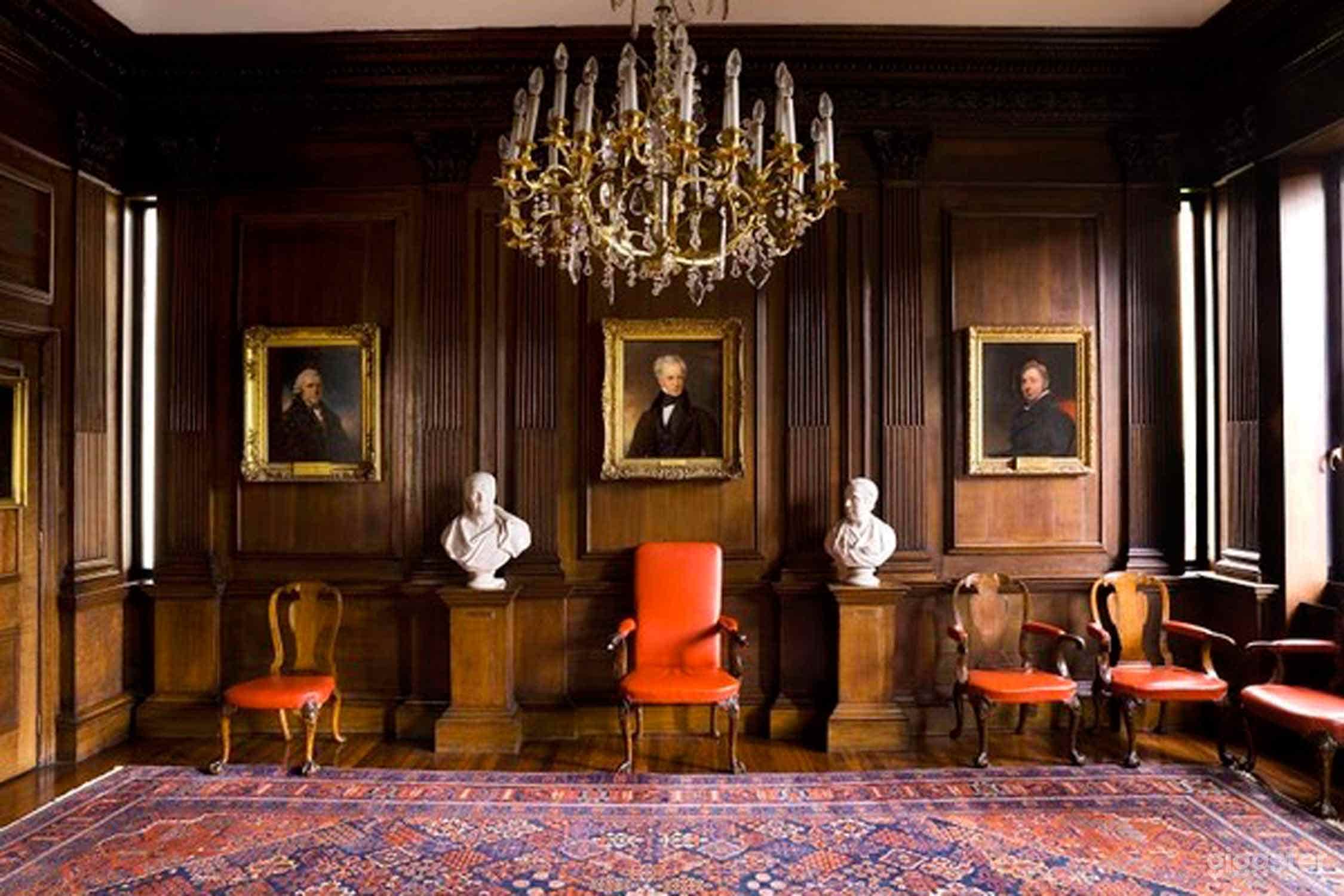 RCP Censors' Room with original wood panelling from 1674