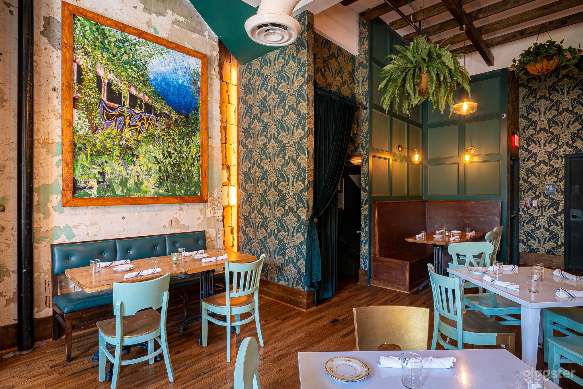 Natural-Light Filled Vintage Restaurant Photo 1