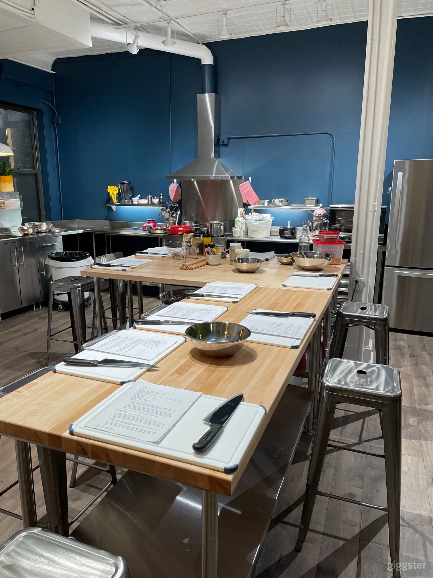 Set up for a cooking class
