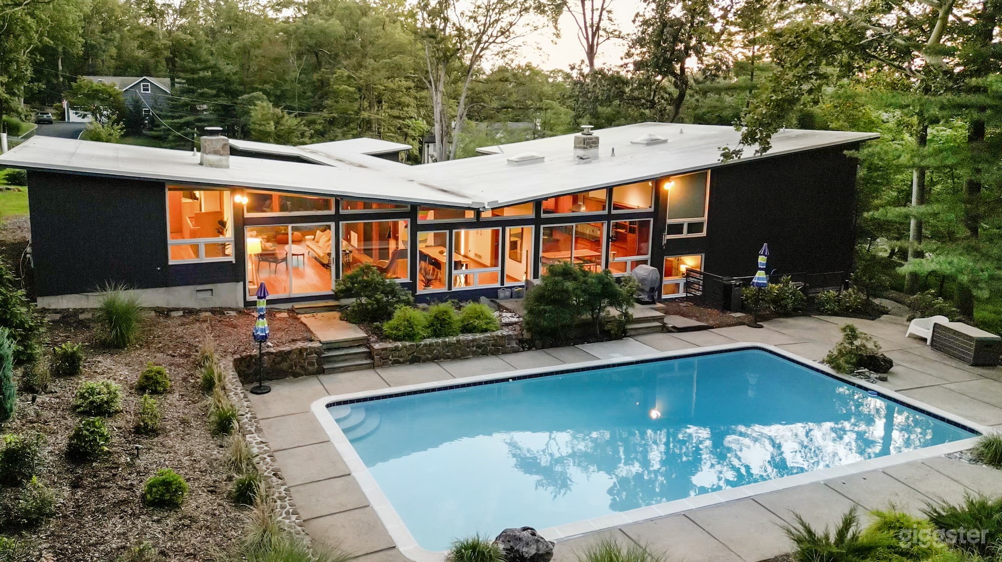 Glass wrapped core lets in natural light from both sides. Heated pool available May-Sept. 