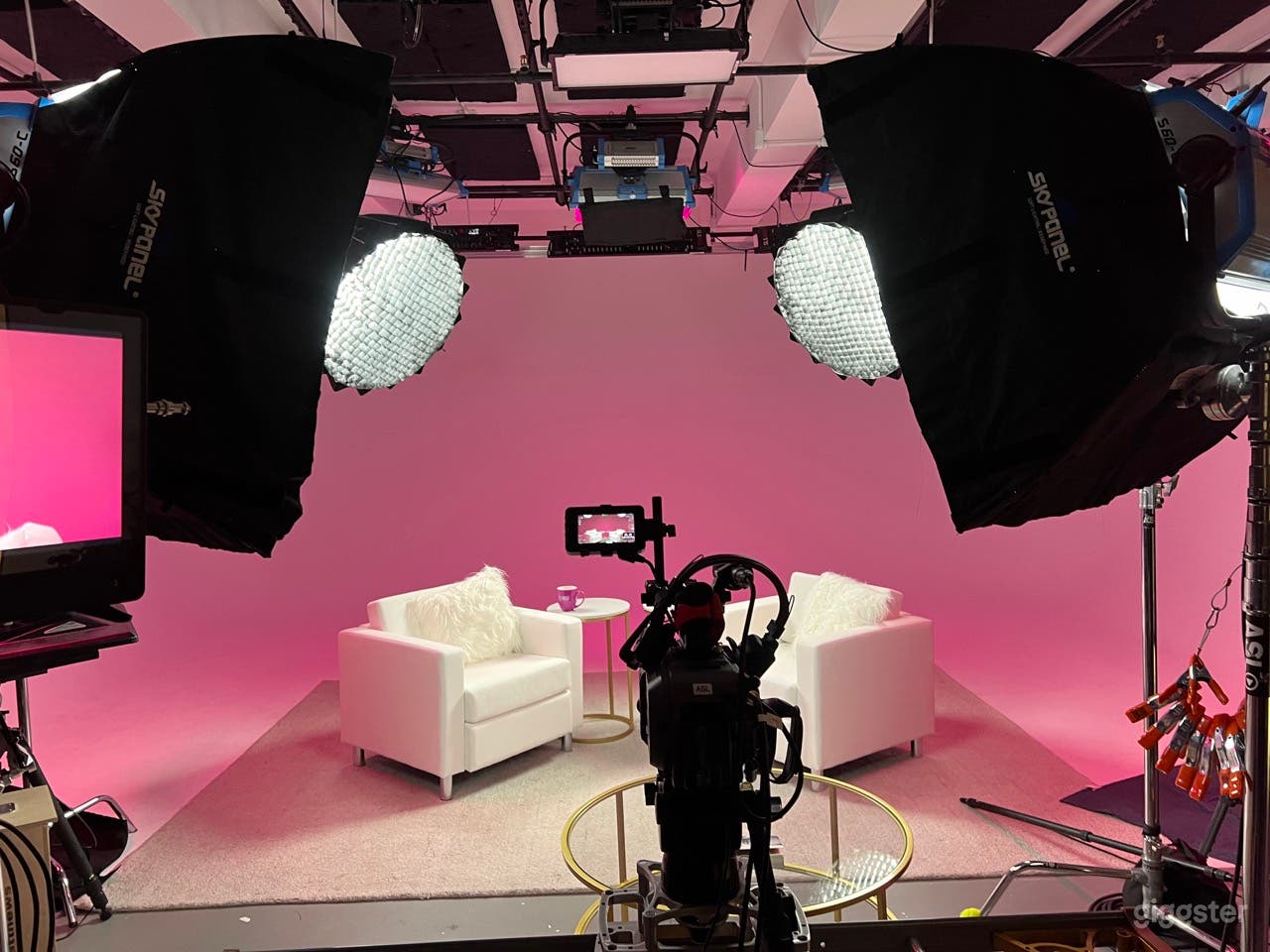 Pink set for podcast