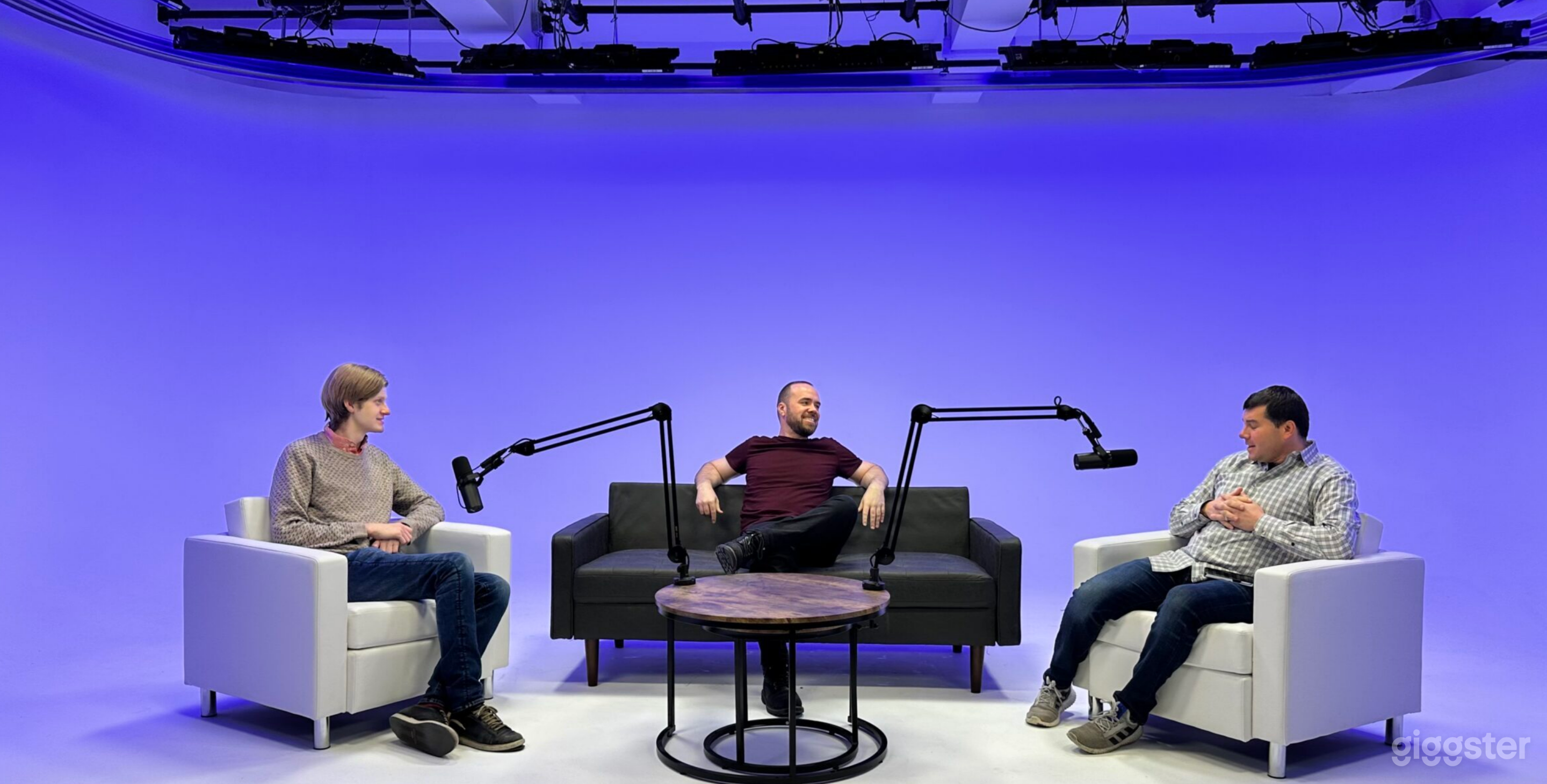 blue lighting look with podcast lights