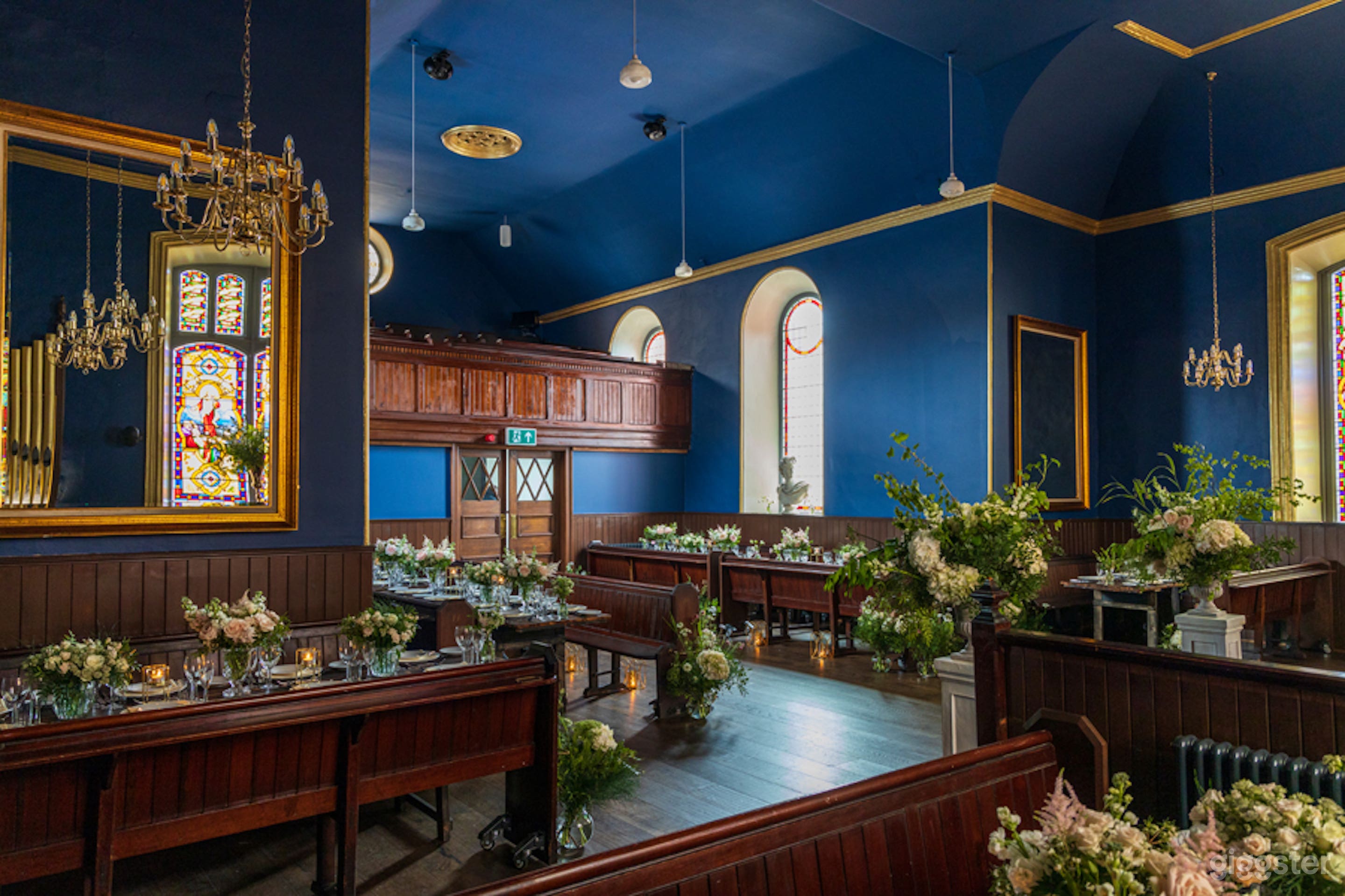 Church space set for dining