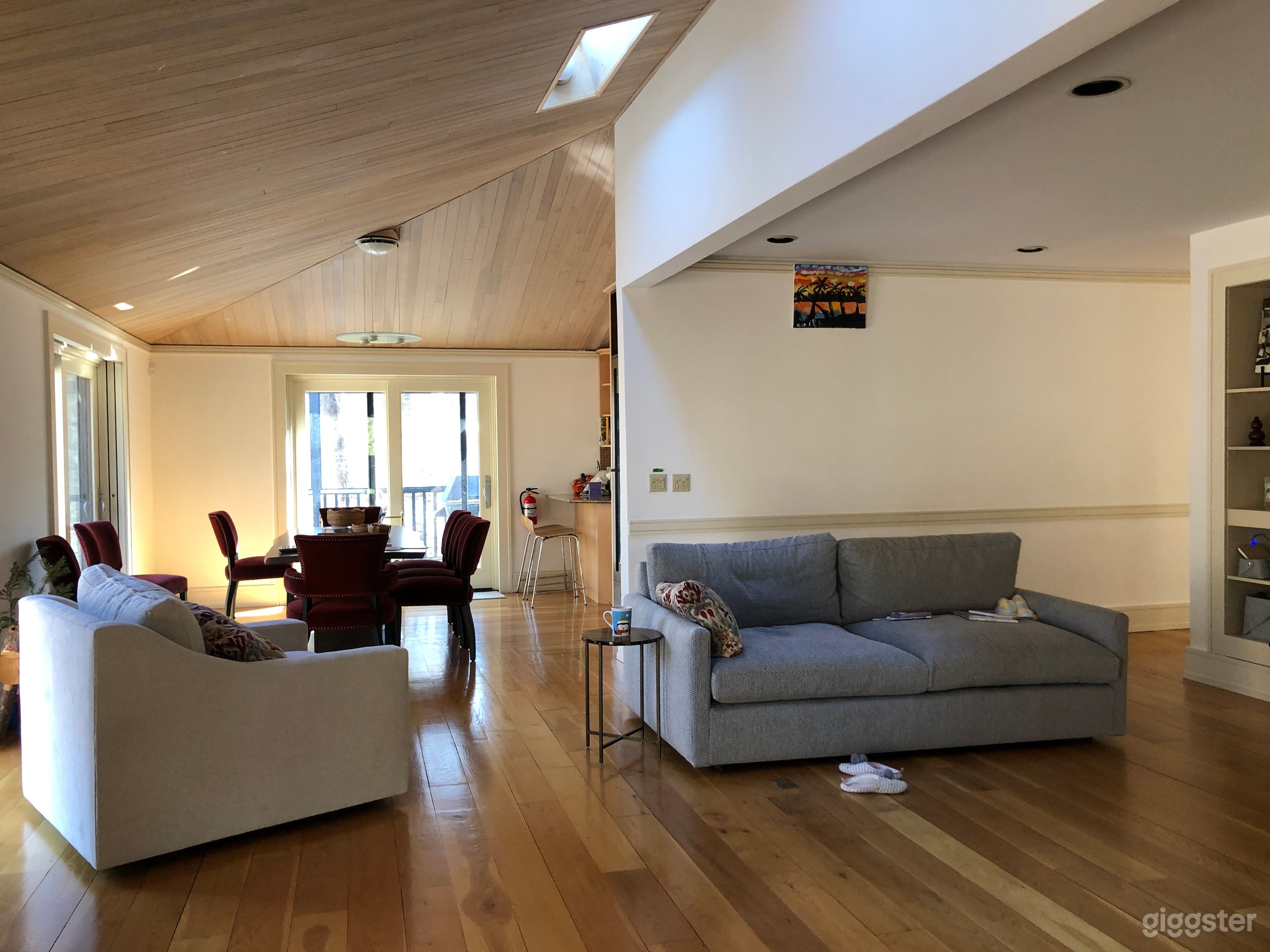 Open floor plan flowing from great room to dining room.