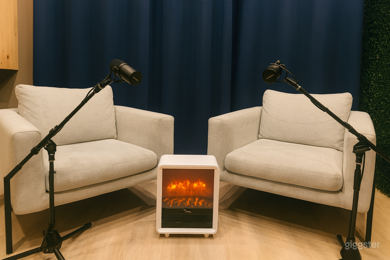  Fireplace Edition (Cozy Modern Set)

A cozy fire flickers between two contemporary armchairs, casting a warm glow across the room. Deep navy curtains and rich frame the space, balancing modern design with comfort. The 