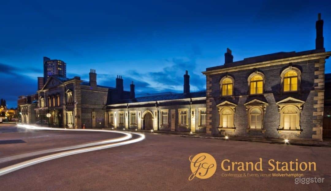 The station building is two storeys high and constructed of Staffordshire blue brick in Italianate style.
