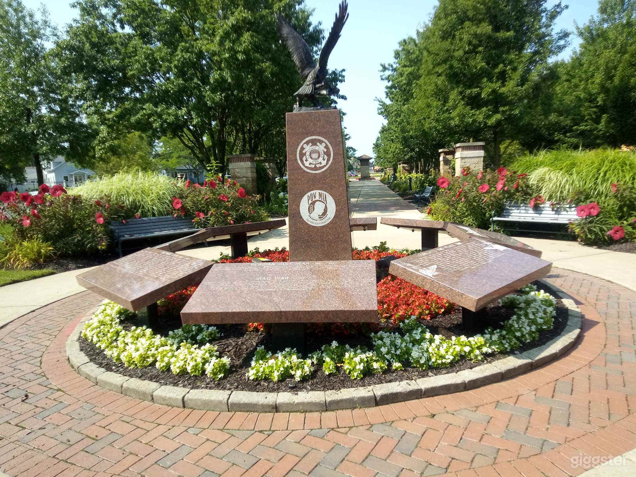Memorial dedication area leading to park entrance