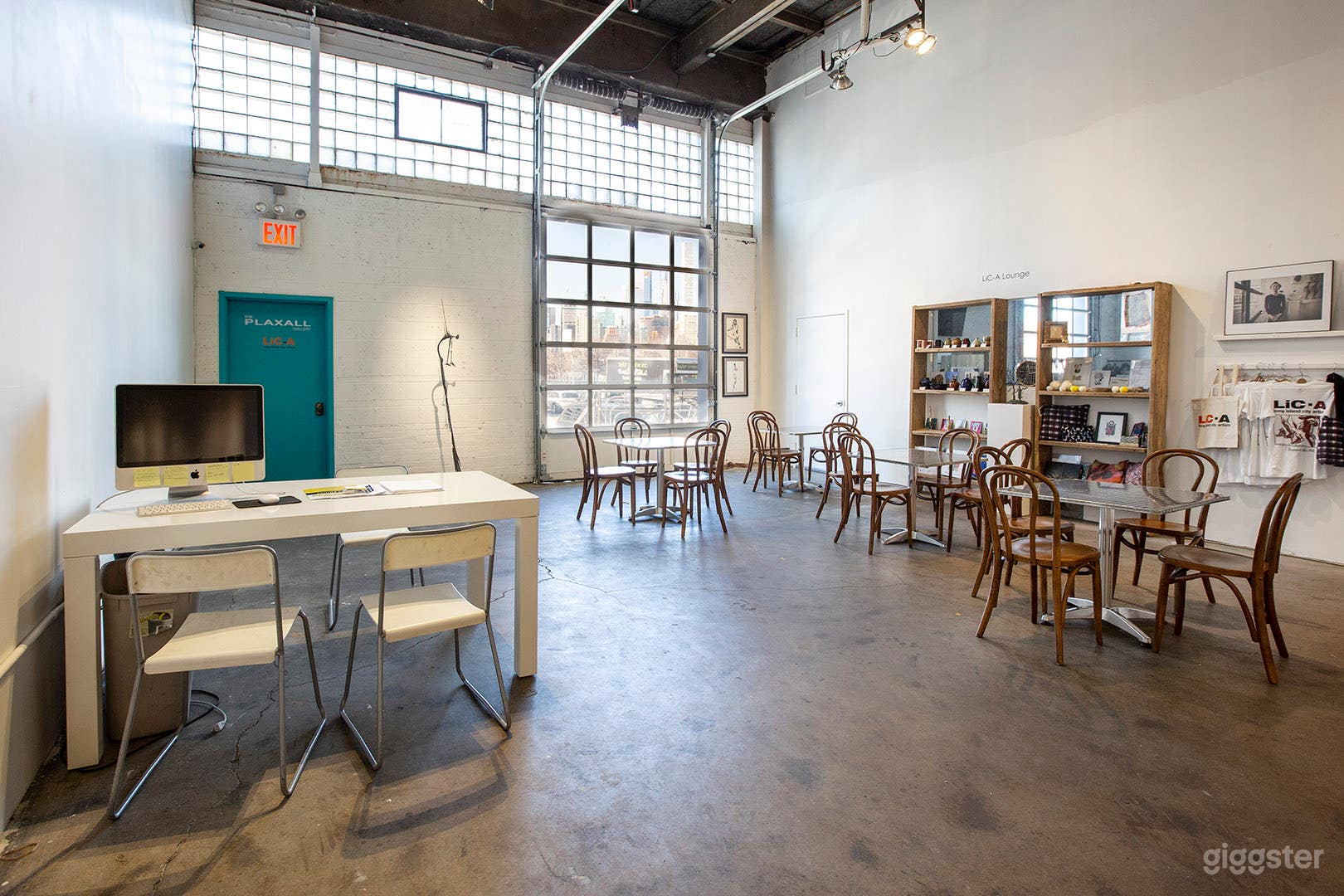 The front of Gallery 1 with operational window garage door